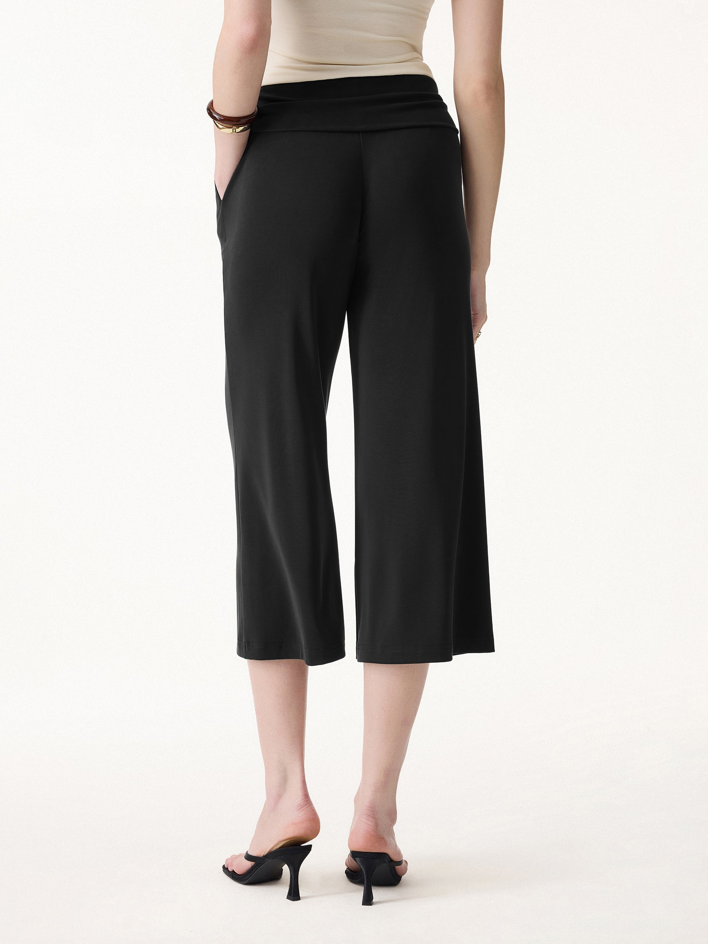 Sandwashed Modal Fold-Down Waist Flared Leg Pants