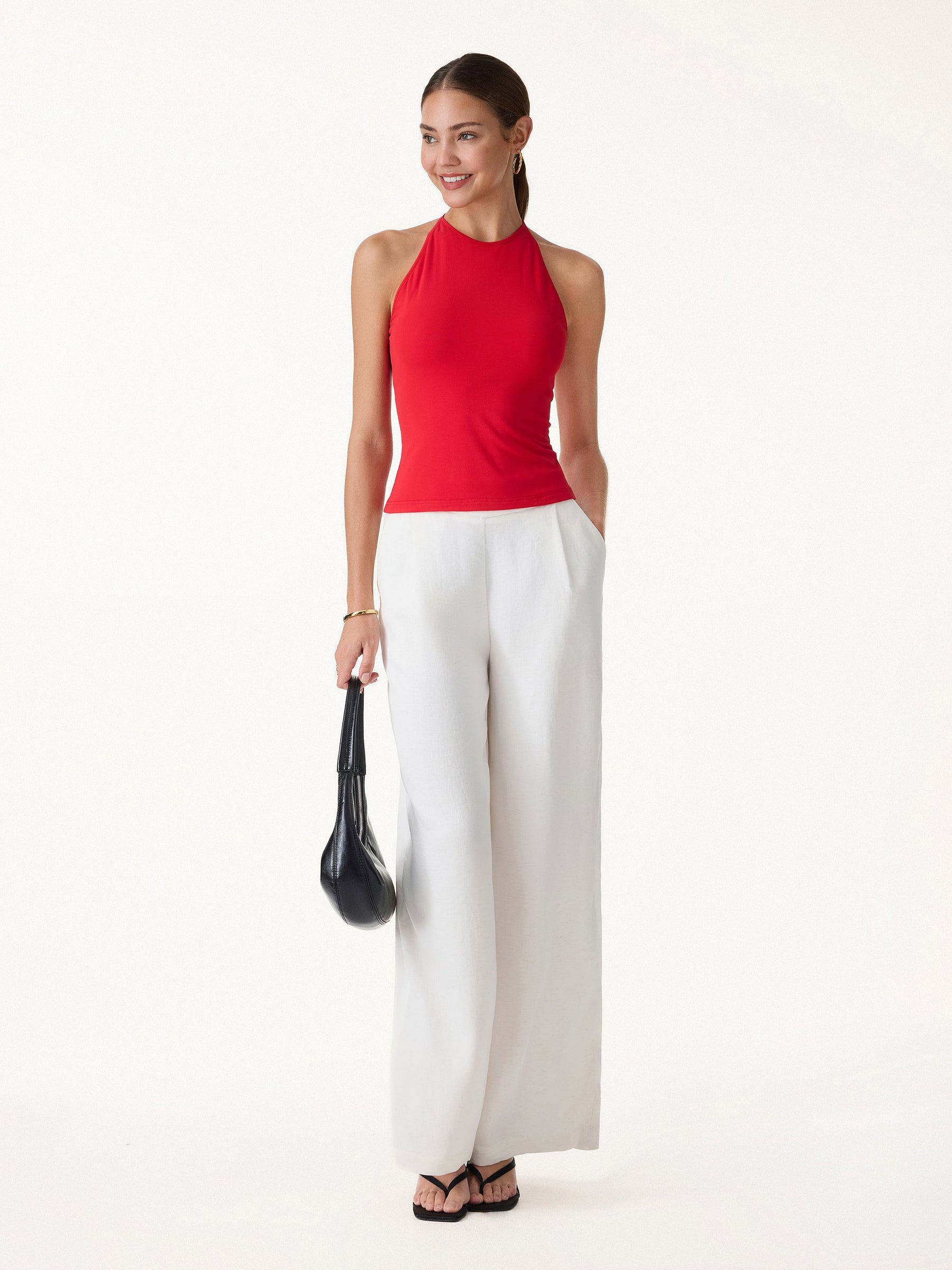 SkinKiss Round Neck Cross-Back Bandless Bra Top