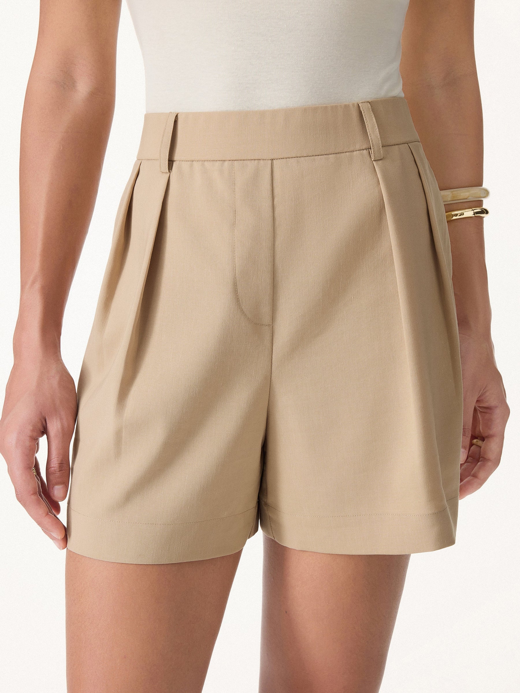 Lyocell-Linen Tailored Shorts with Pockets