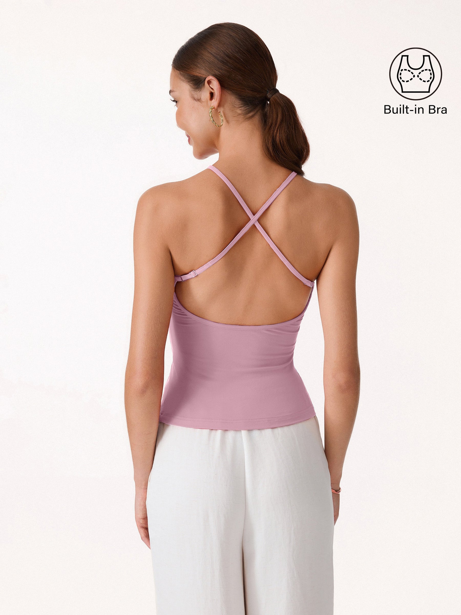 SkinKiss Round Neck Cross-Back Bandless Bra Top