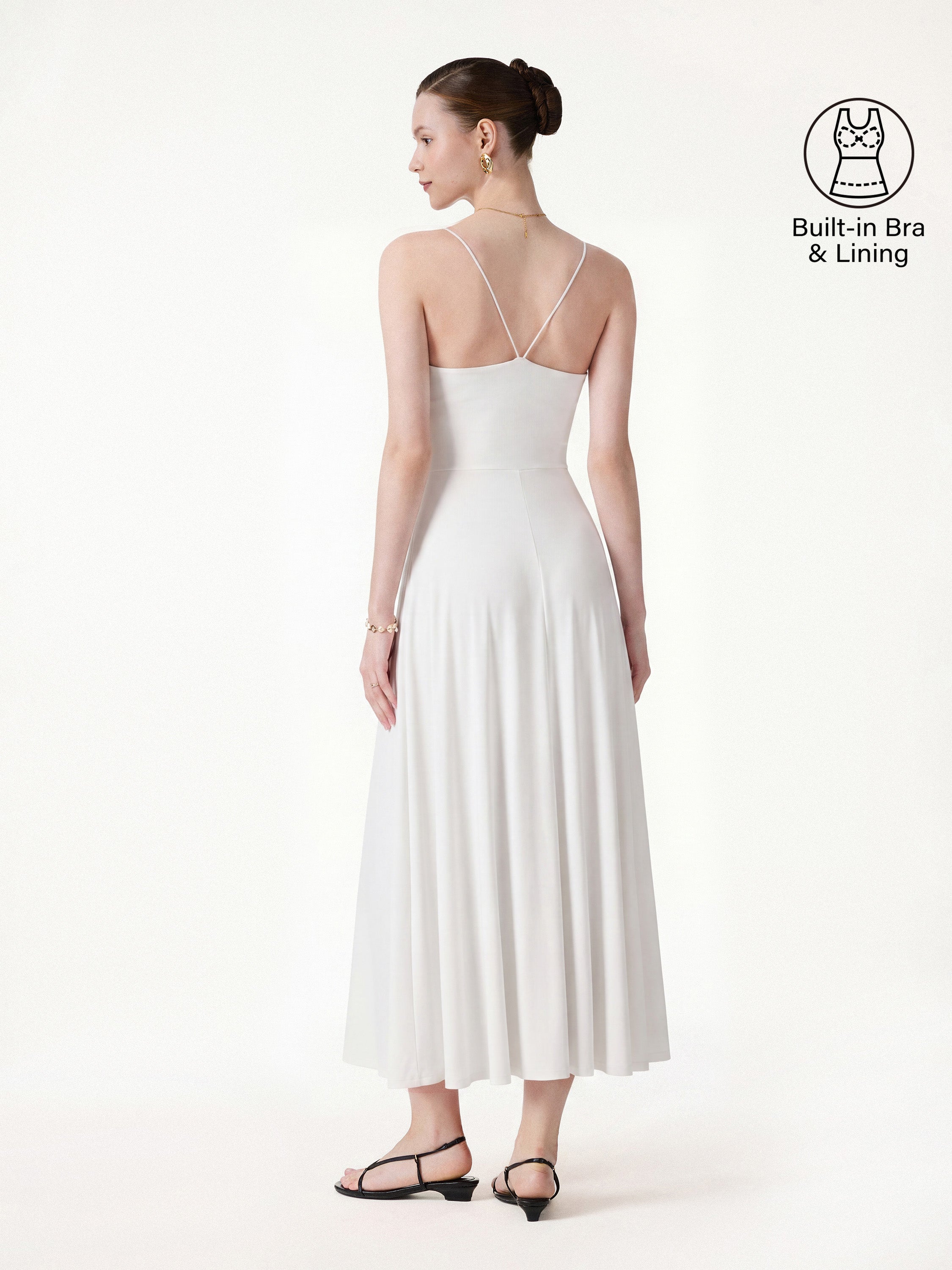SkinKiss Classy Spaghetti Open Back Midi Bra Dress with Pockets