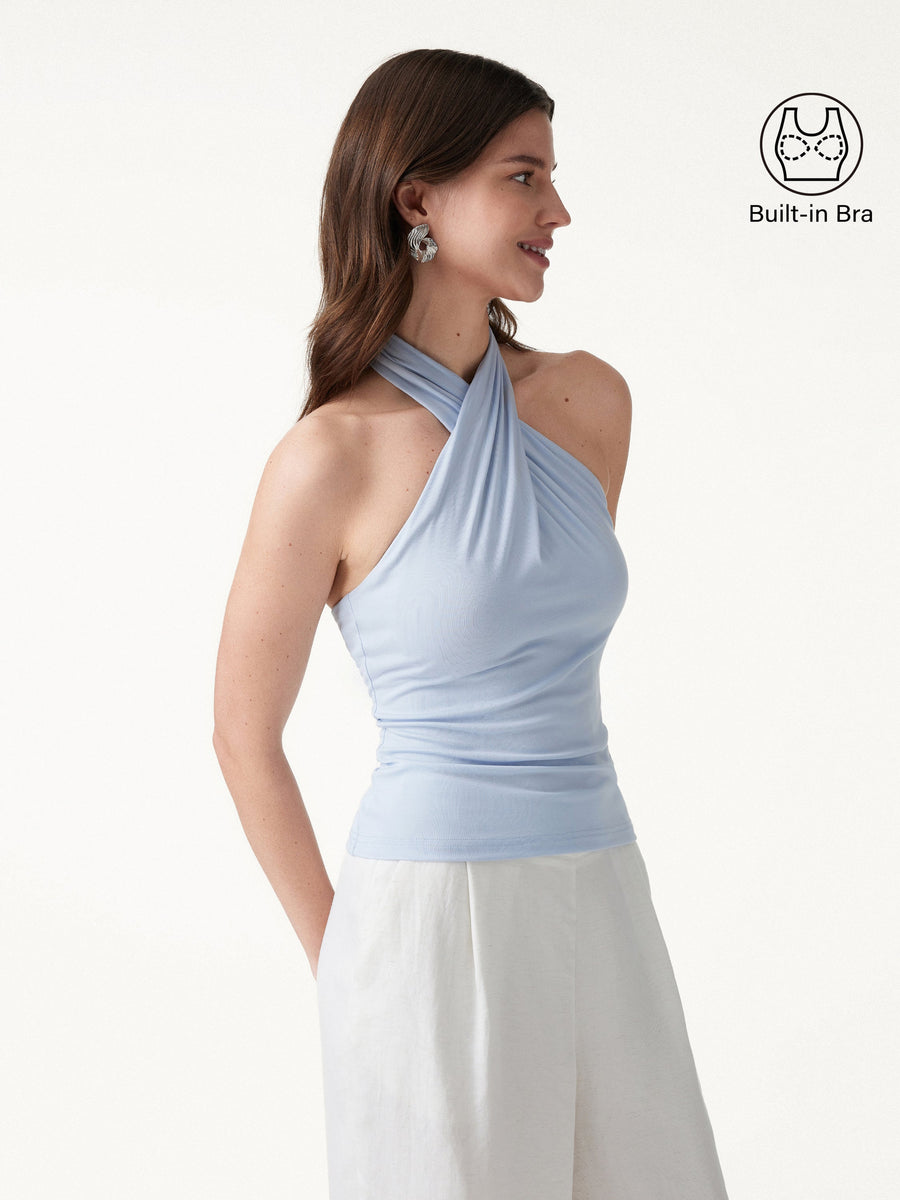 Criss Cross Halter Neck Going-Out Bra Top