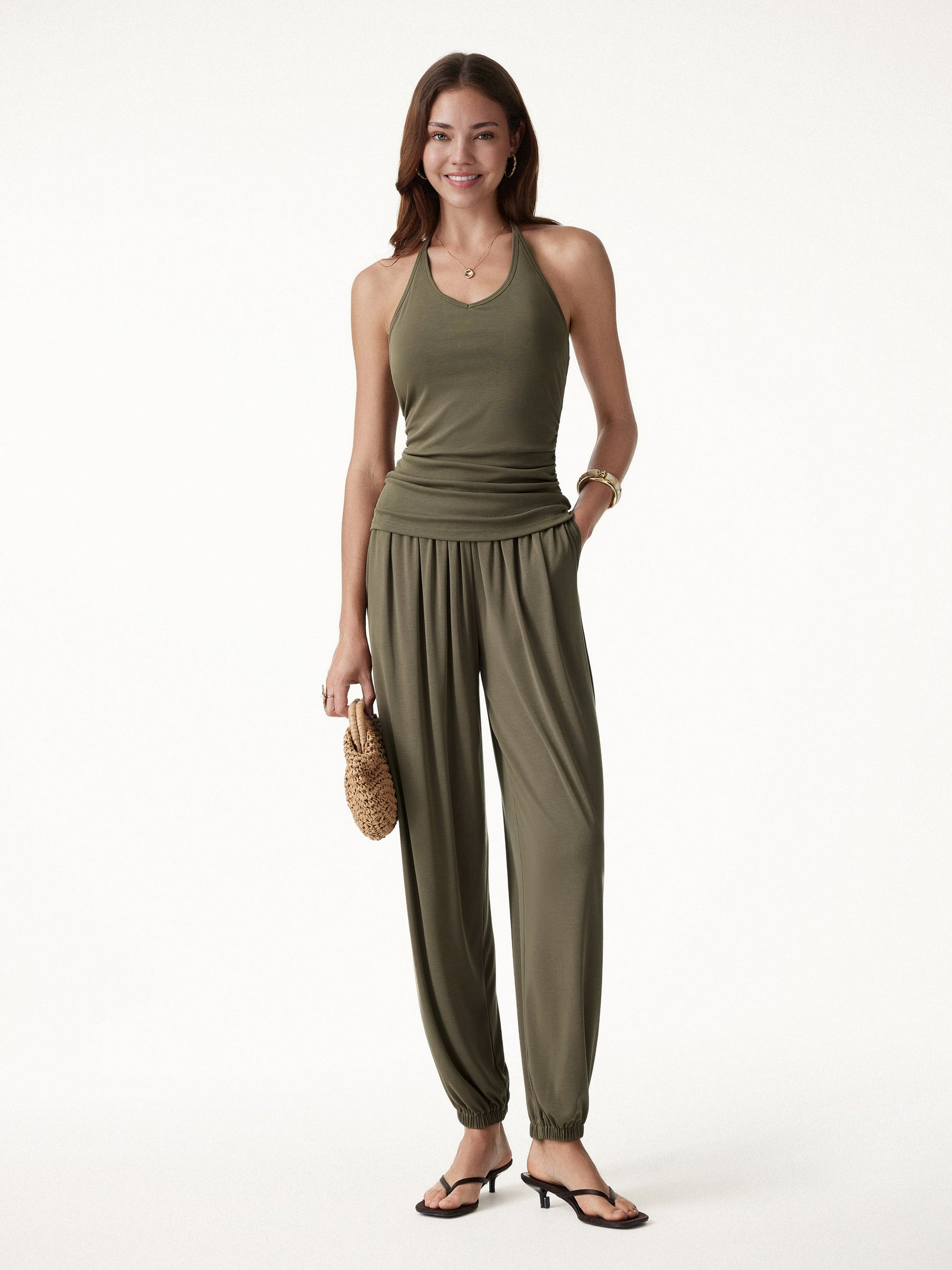 Sandwashed Modal Ultra-Soft High Rise Balloon Pants with Pockets