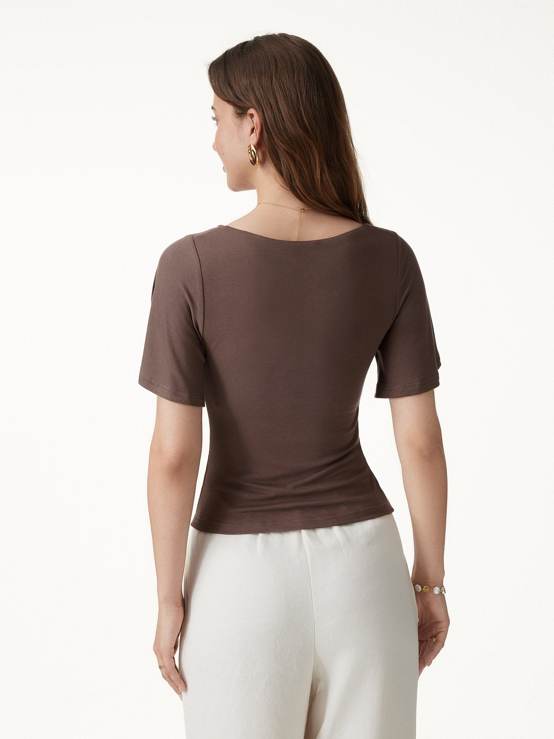 Cowl Neck Flutter Sleeve Bra Top