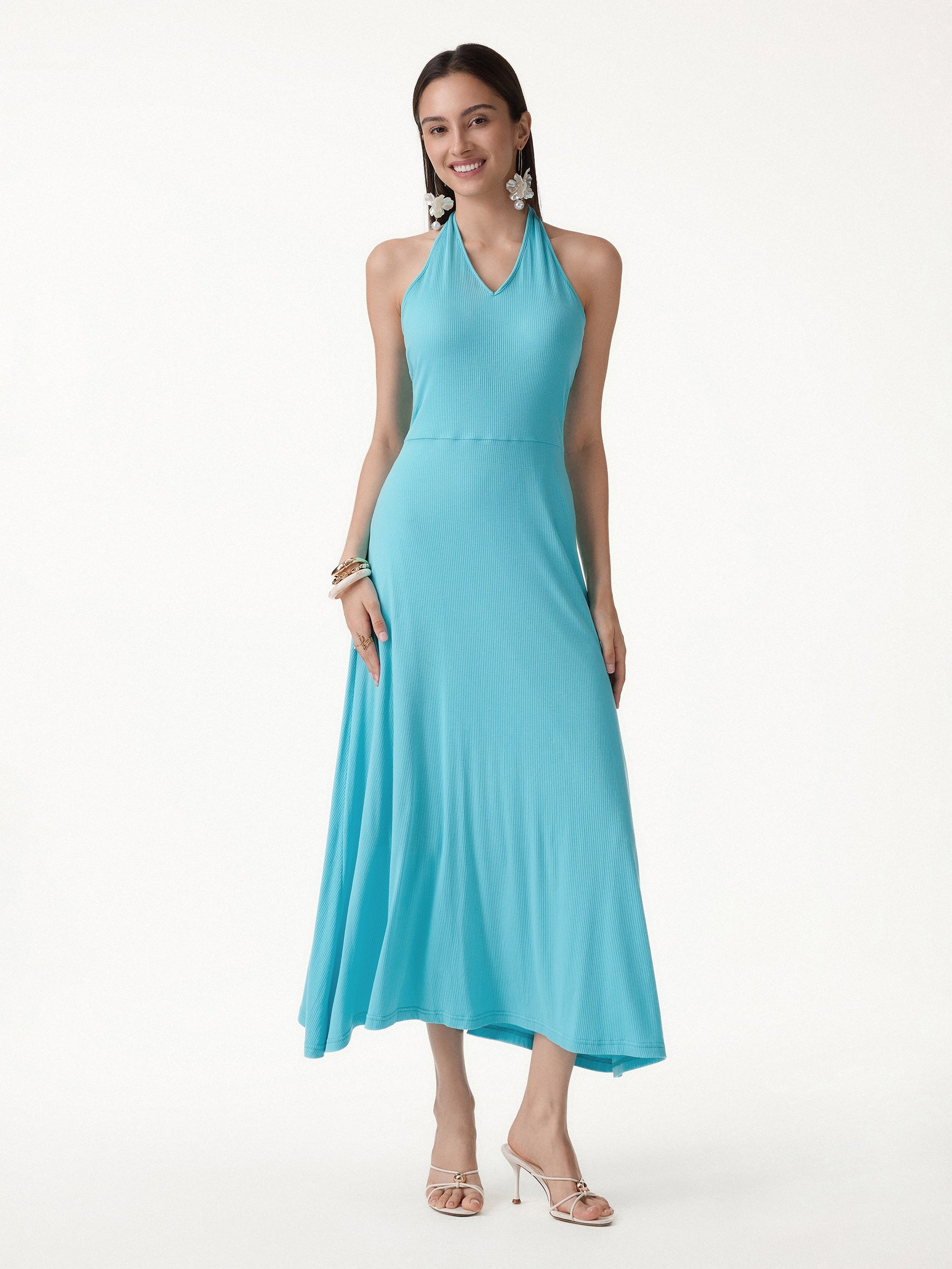 CoolTouch Halter A-Line Midi Bra Dress
