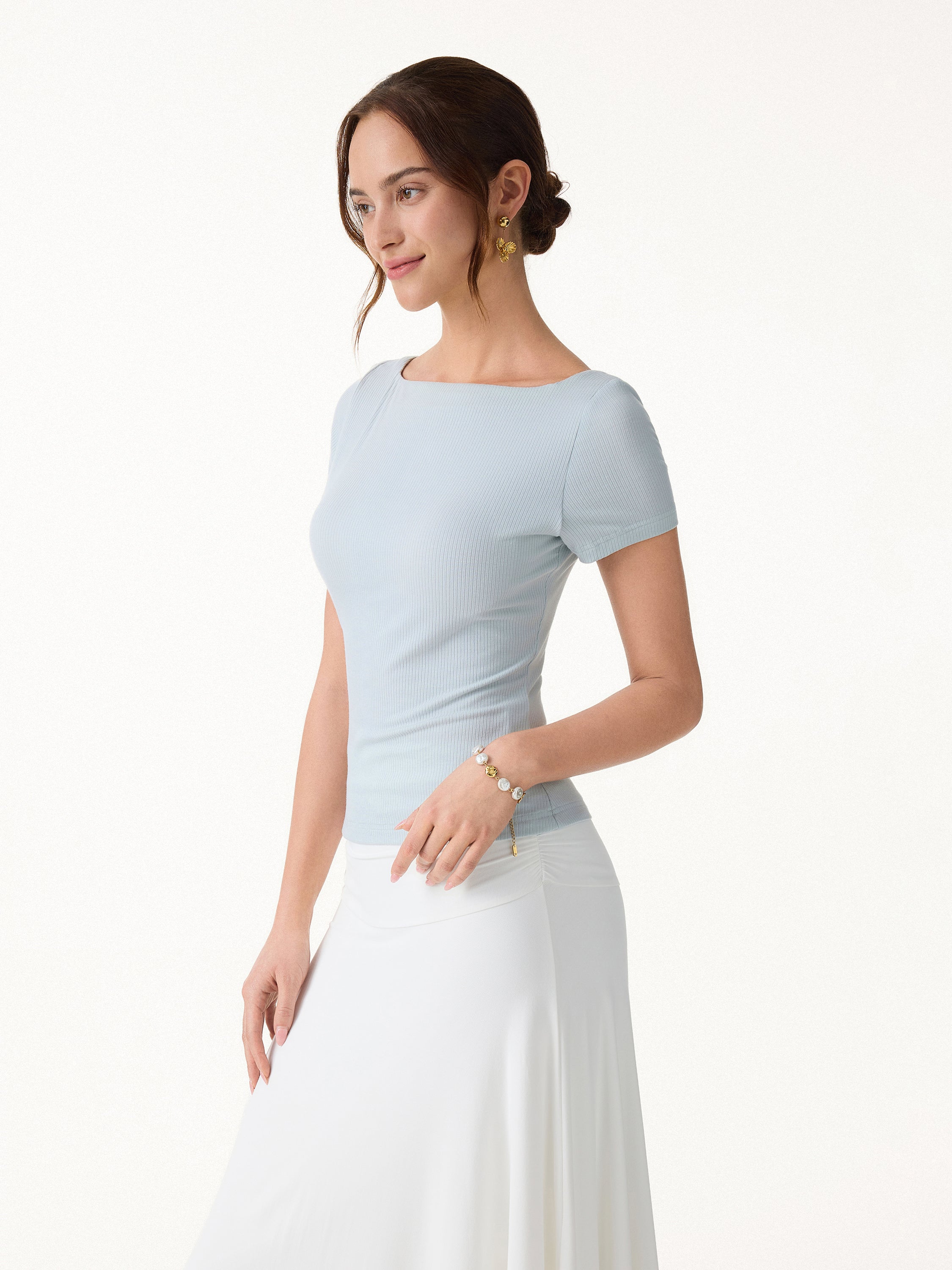 Cooling Ribbed Open Back Summer Bra Top