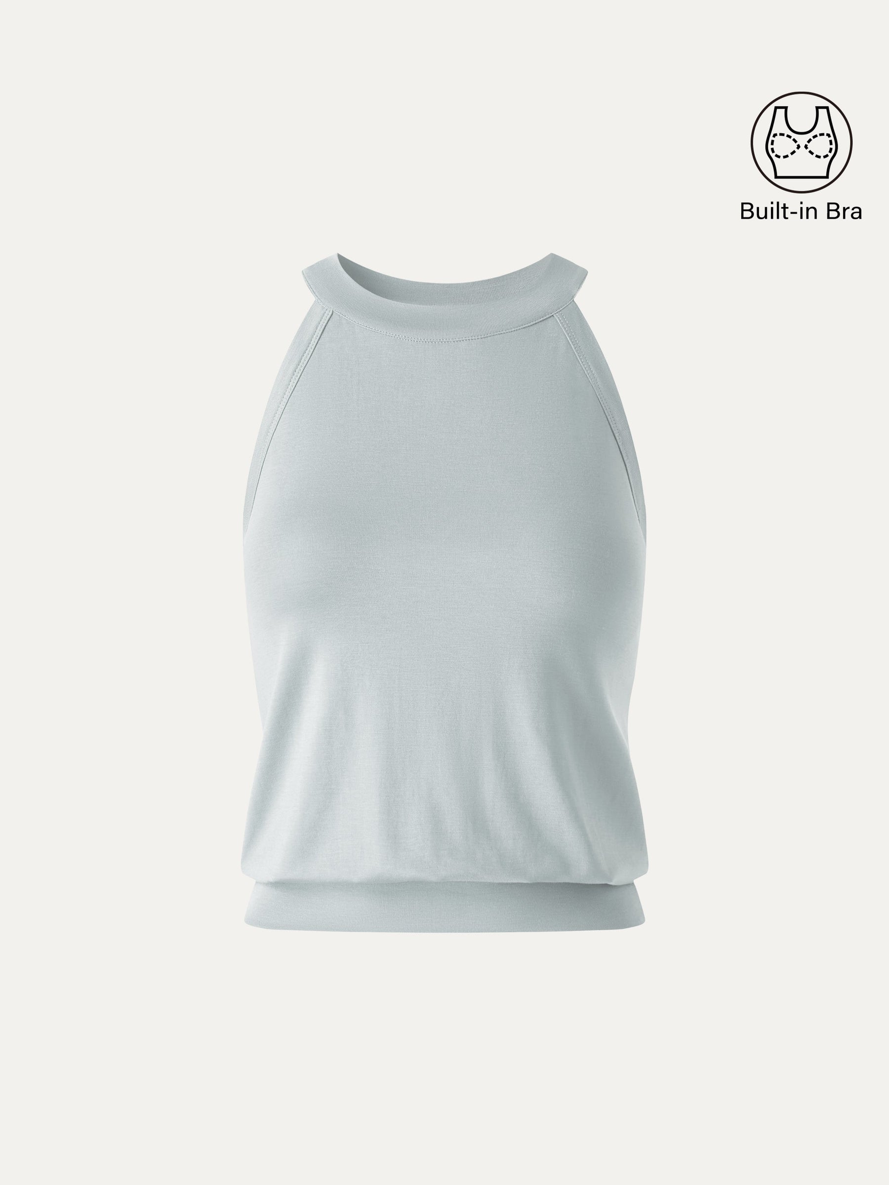 Halter Neck Banded Hem Bra Tank