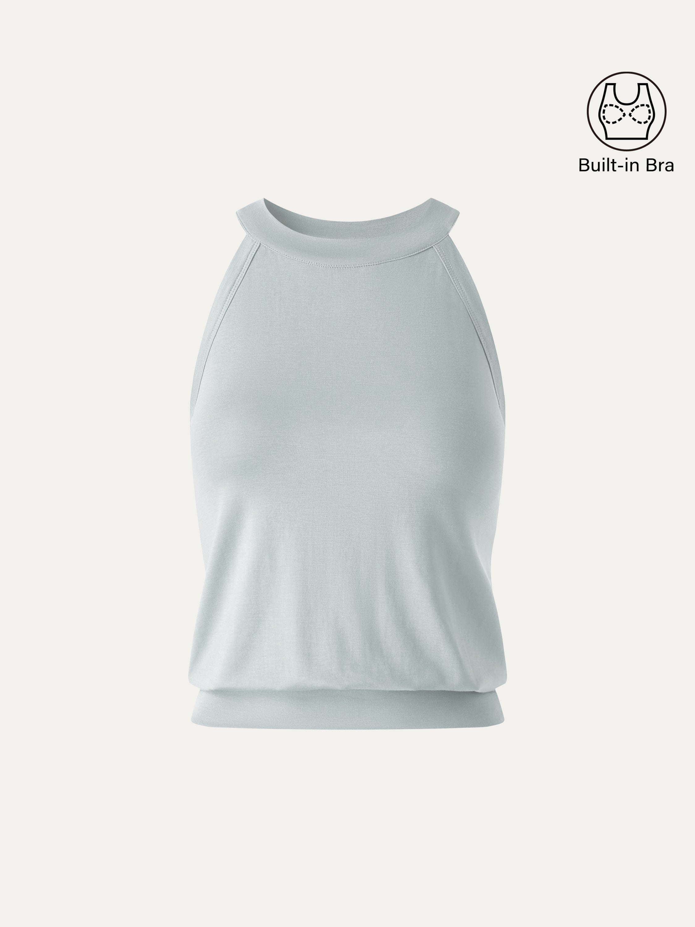Halter Neck Banded Hem Bra Tank