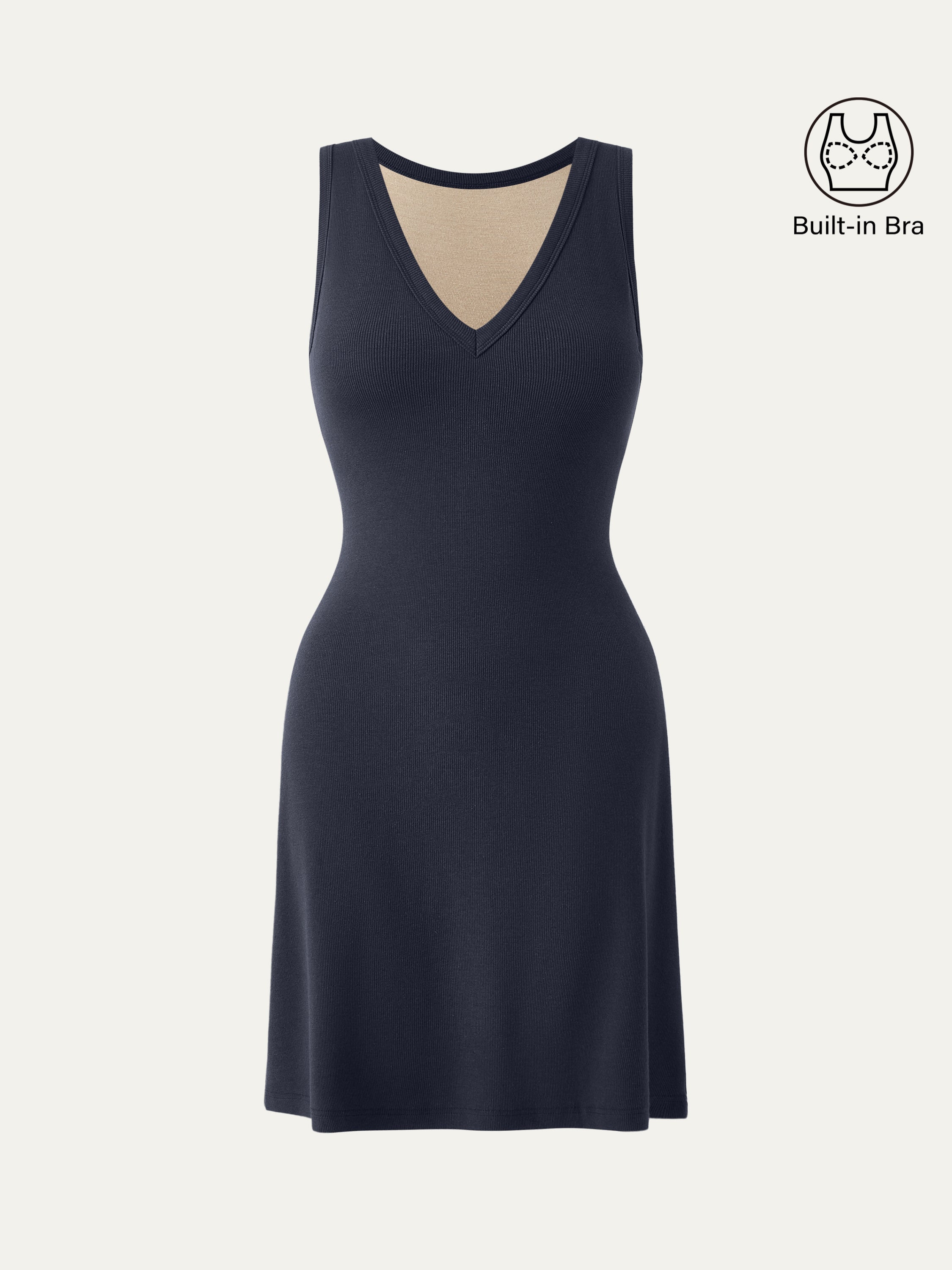 Flattering V-neck A-line New Airy Bra Tank Dress