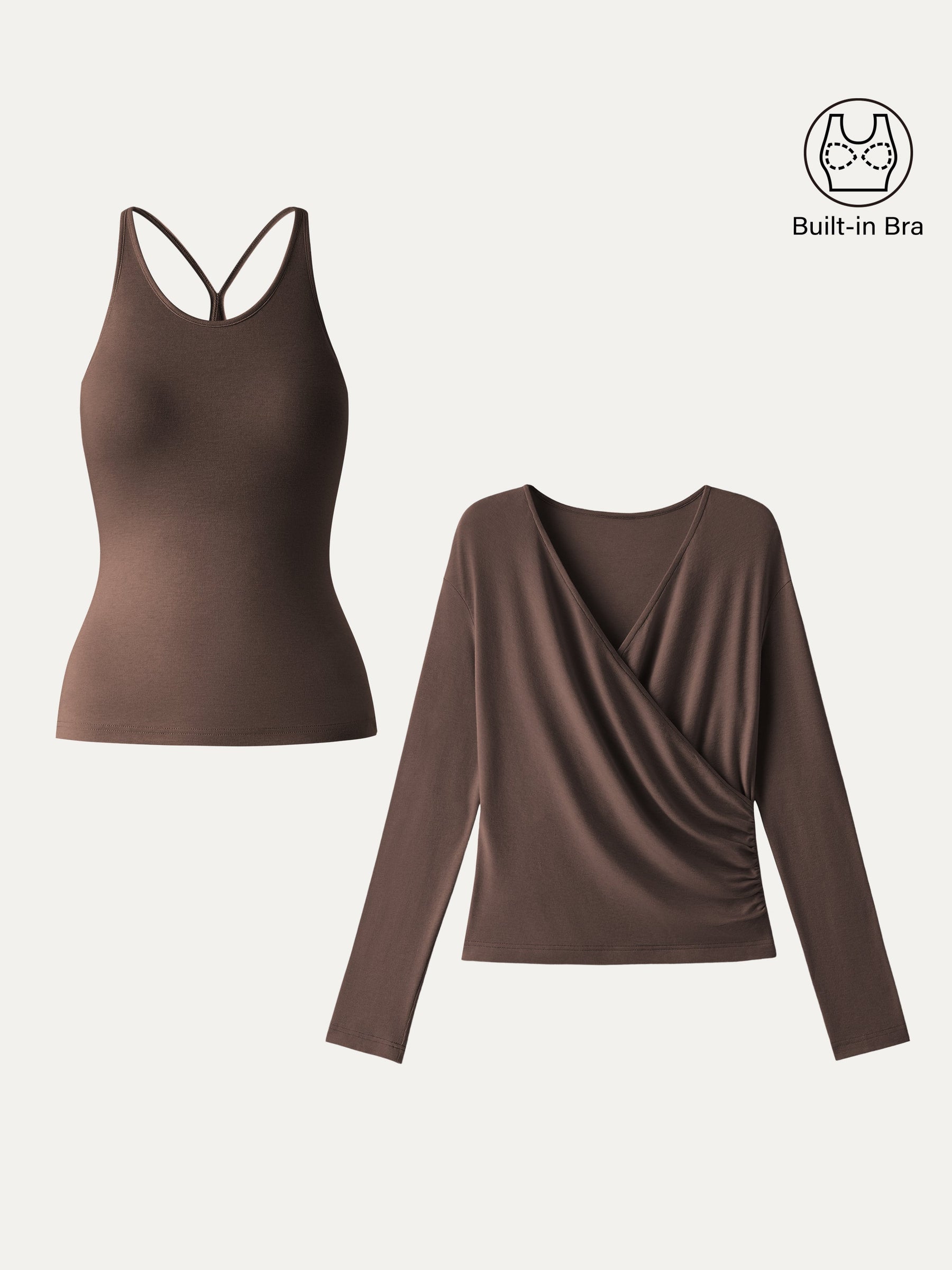 Two-Piece Set Cami with Surplice Ruched Top