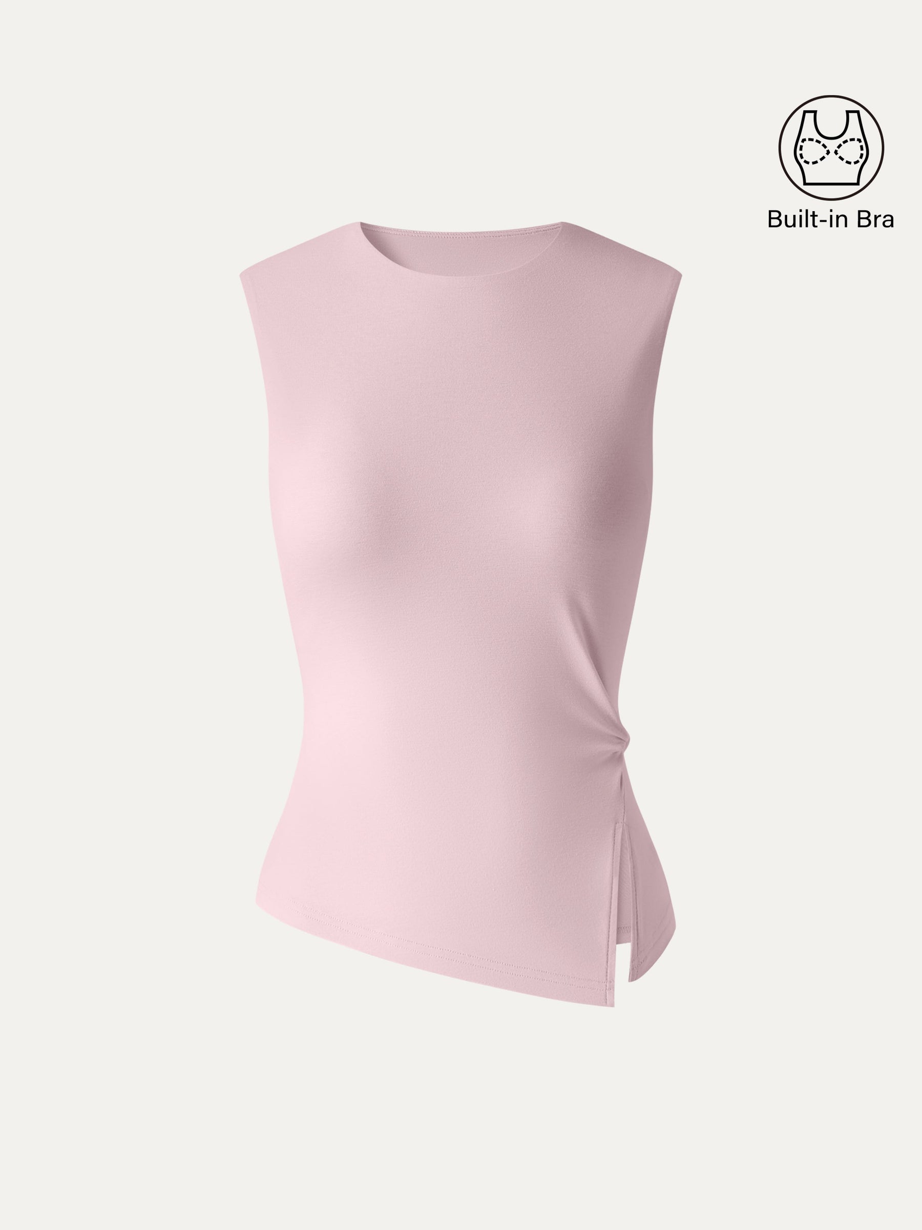 Round Neck Twisted Bra Tank with Slit