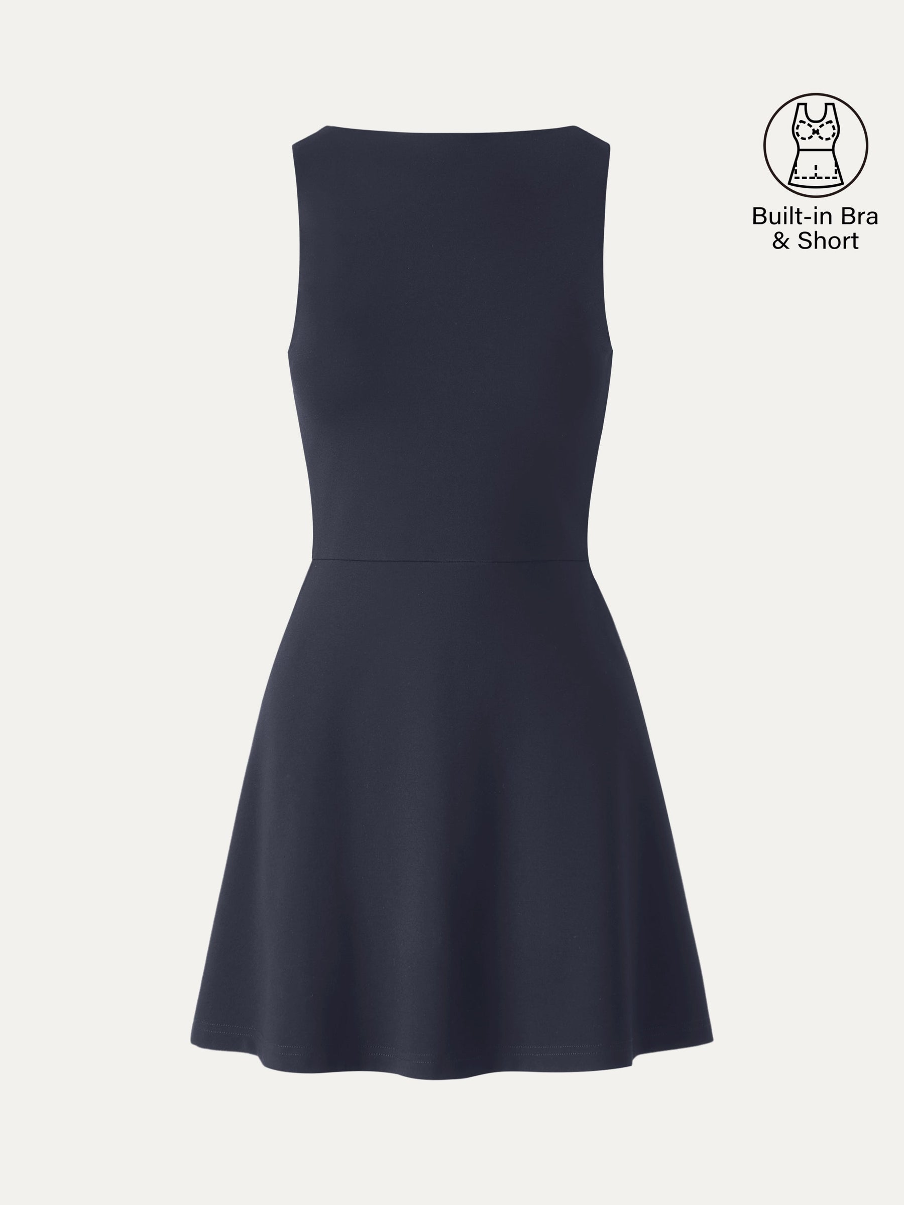 Classy Boatneck Fit-and-Flare Mini Bra Dress