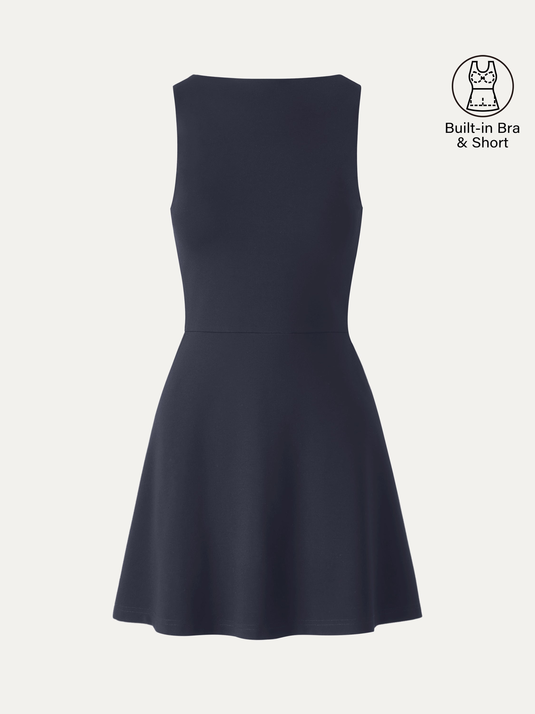 Classy Boatneck Fit-and-Flare Mini Bra Dress