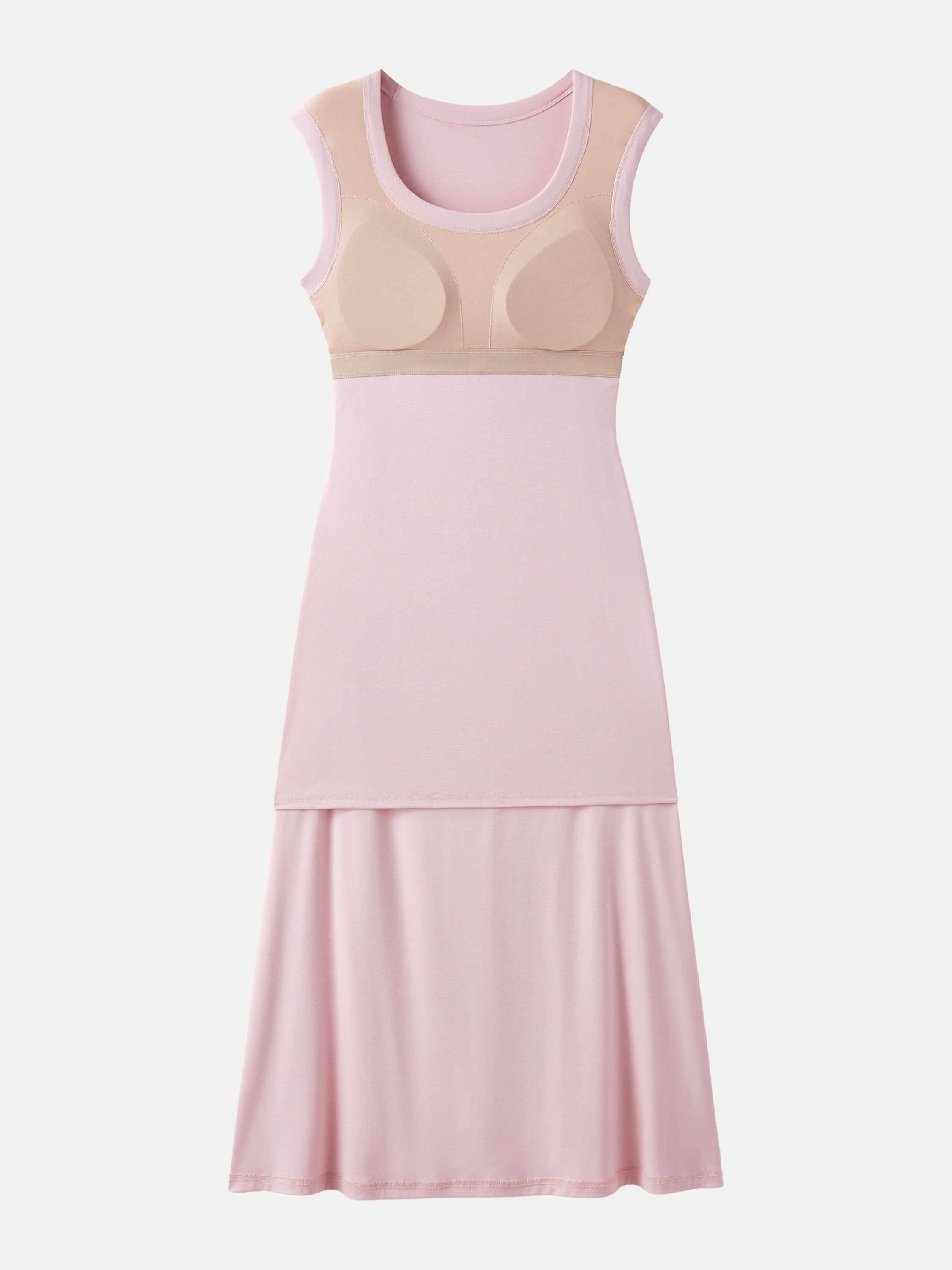 Scoop Neck Side Ruched New Airy Bra Midi Dress