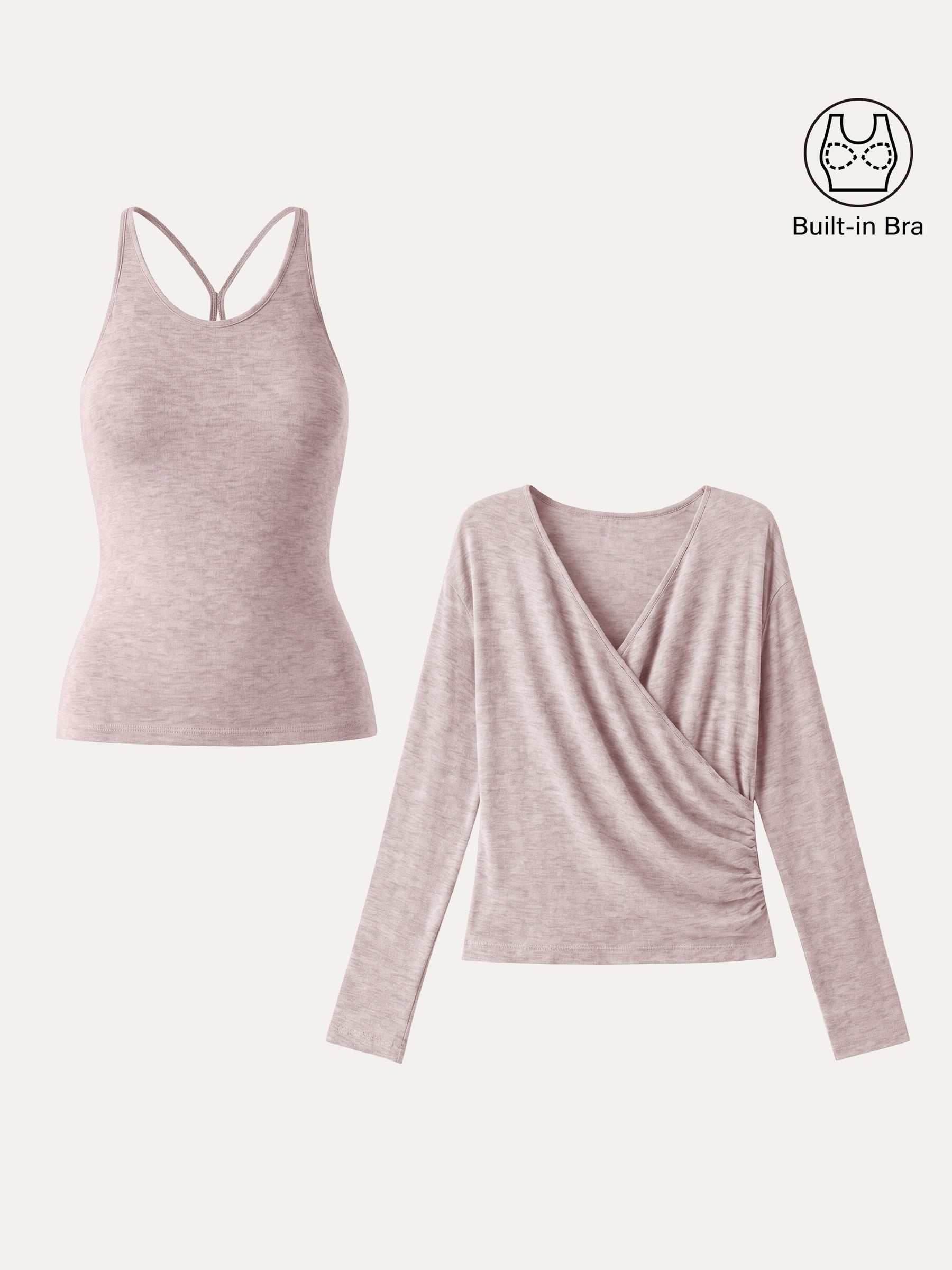 Two-Piece Set Cami with Surplice Ruched Top