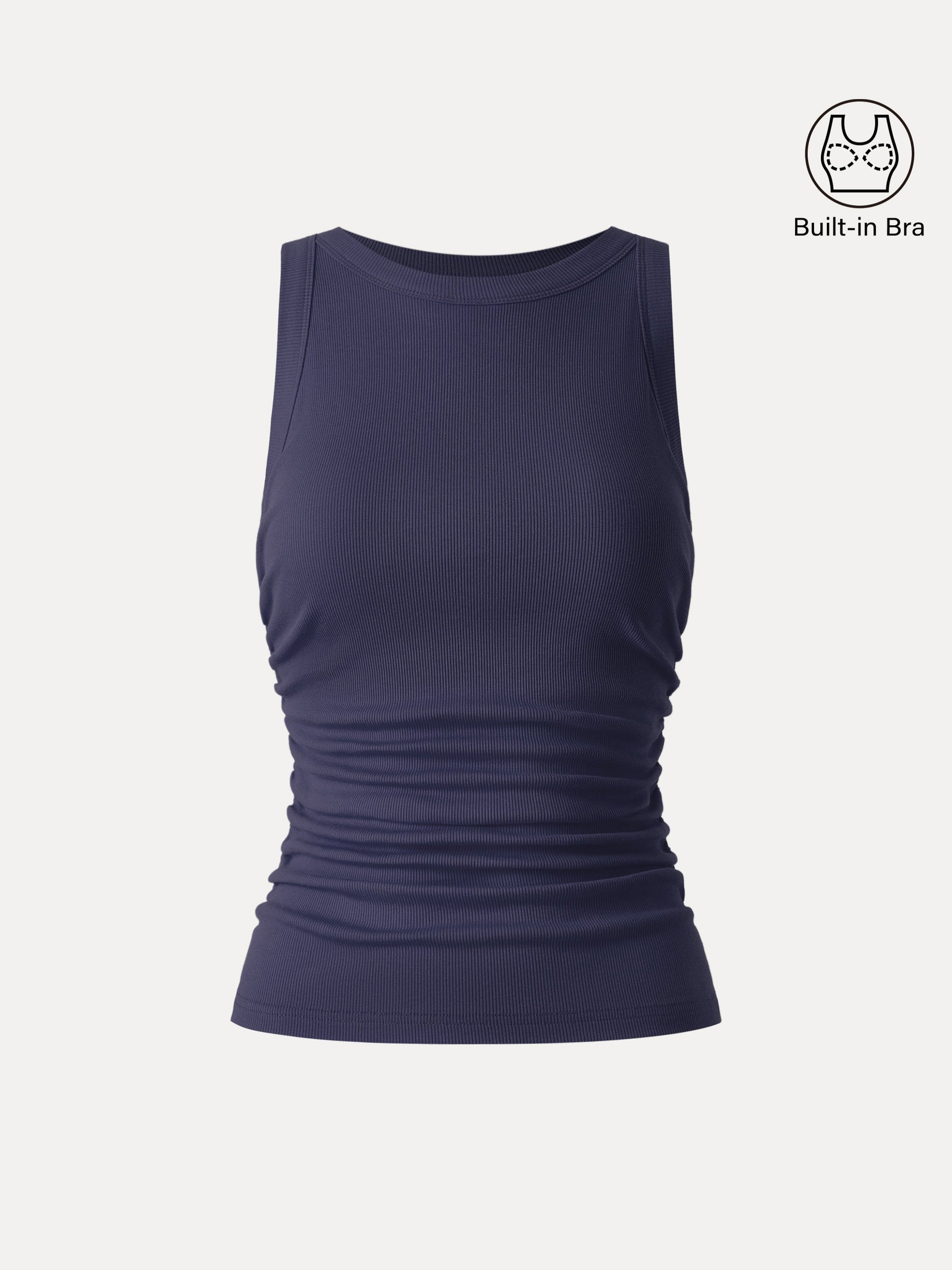 Crewneck Side Ruched Bra Tank