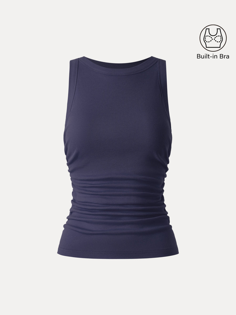 Crewneck Side Ruched Bra Tank