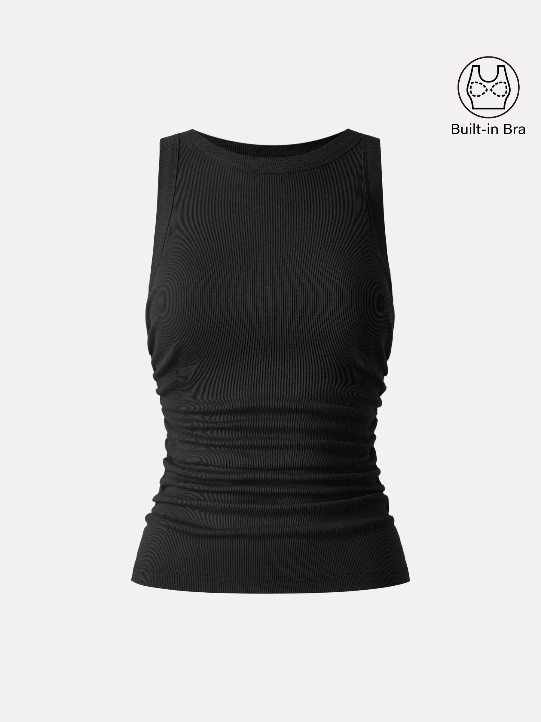 Crewneck Side Ruched Bra Tank