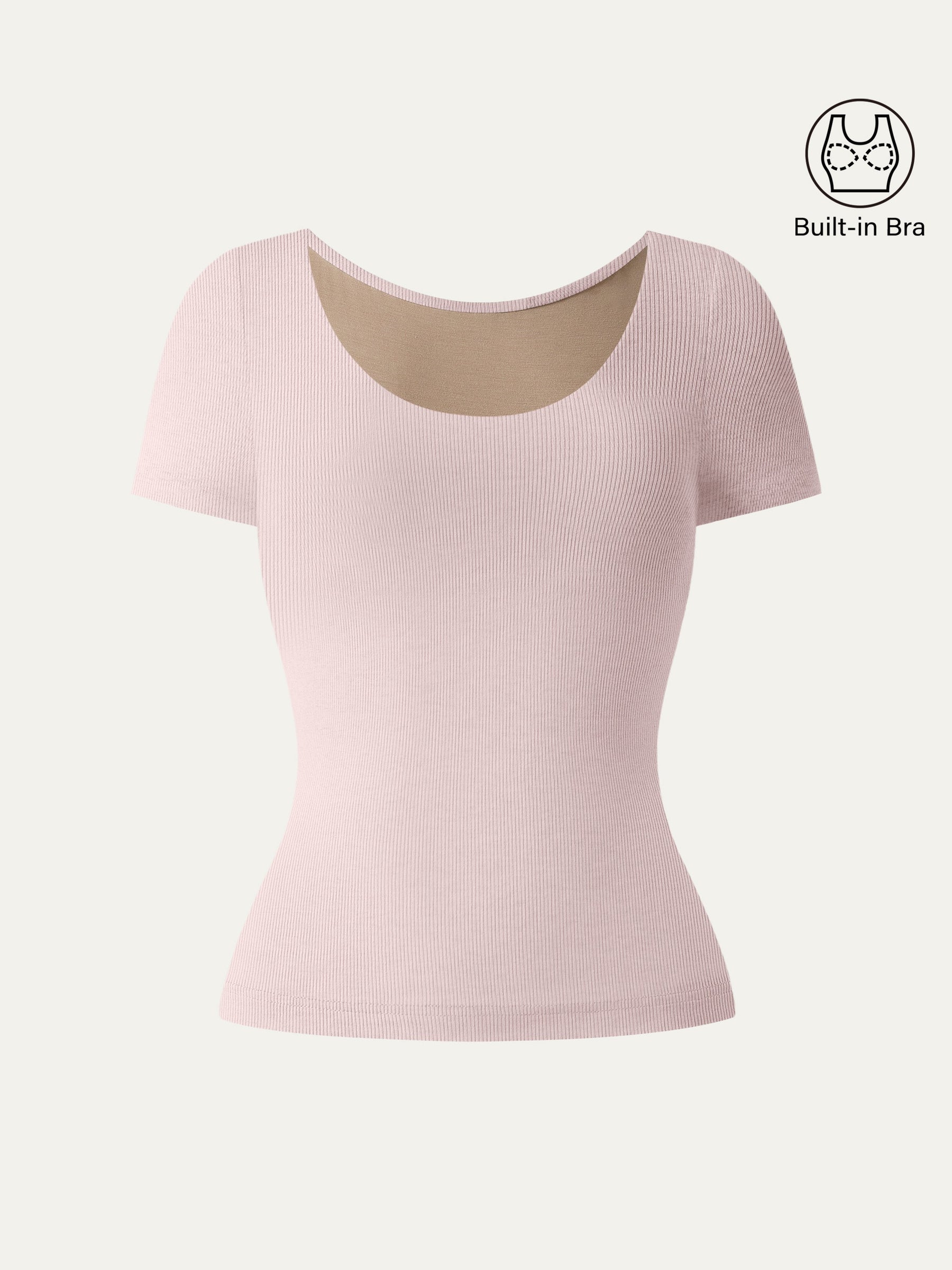 Scoop Neck Short Sleeve Cotton New Airy Bra Top