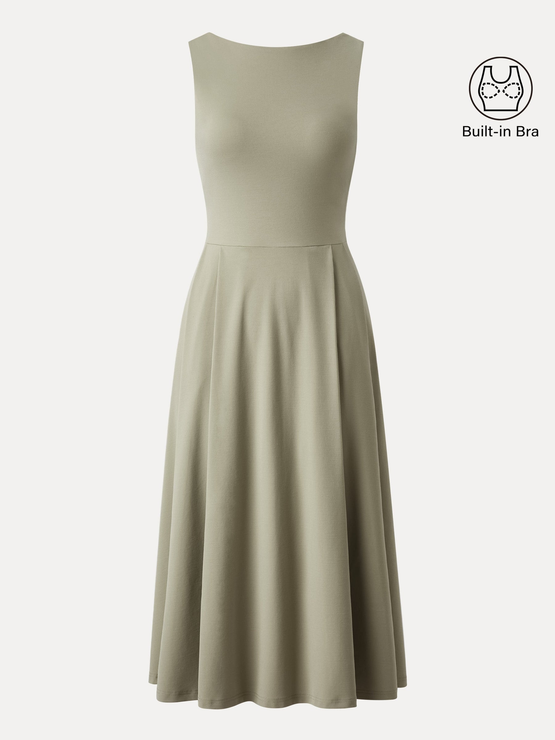 Boatneck Bamboo Ponte Bra Midi Dress with Pockets