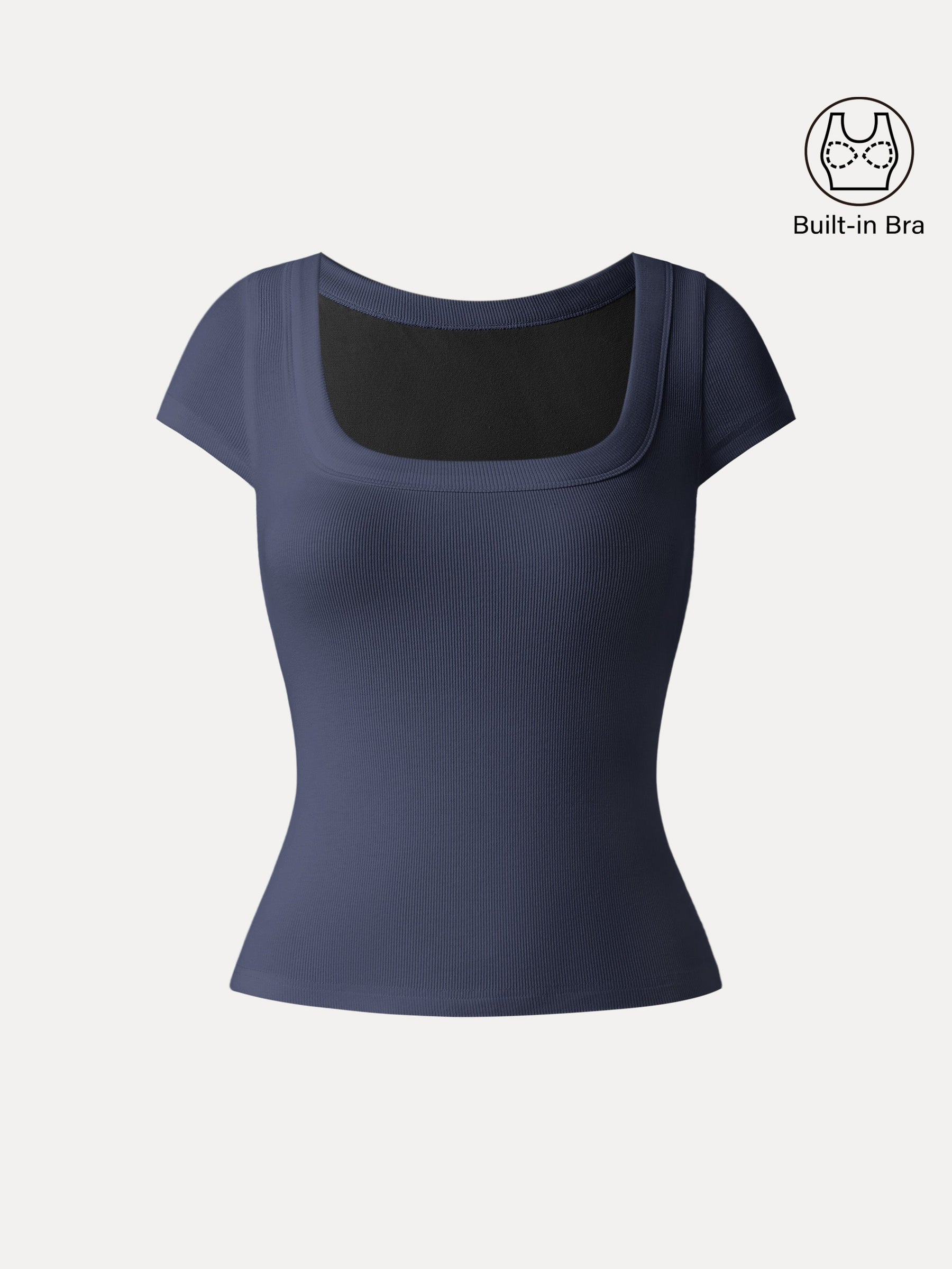 Stretch Cotton Square Neck Cap Sleeve Bra Top