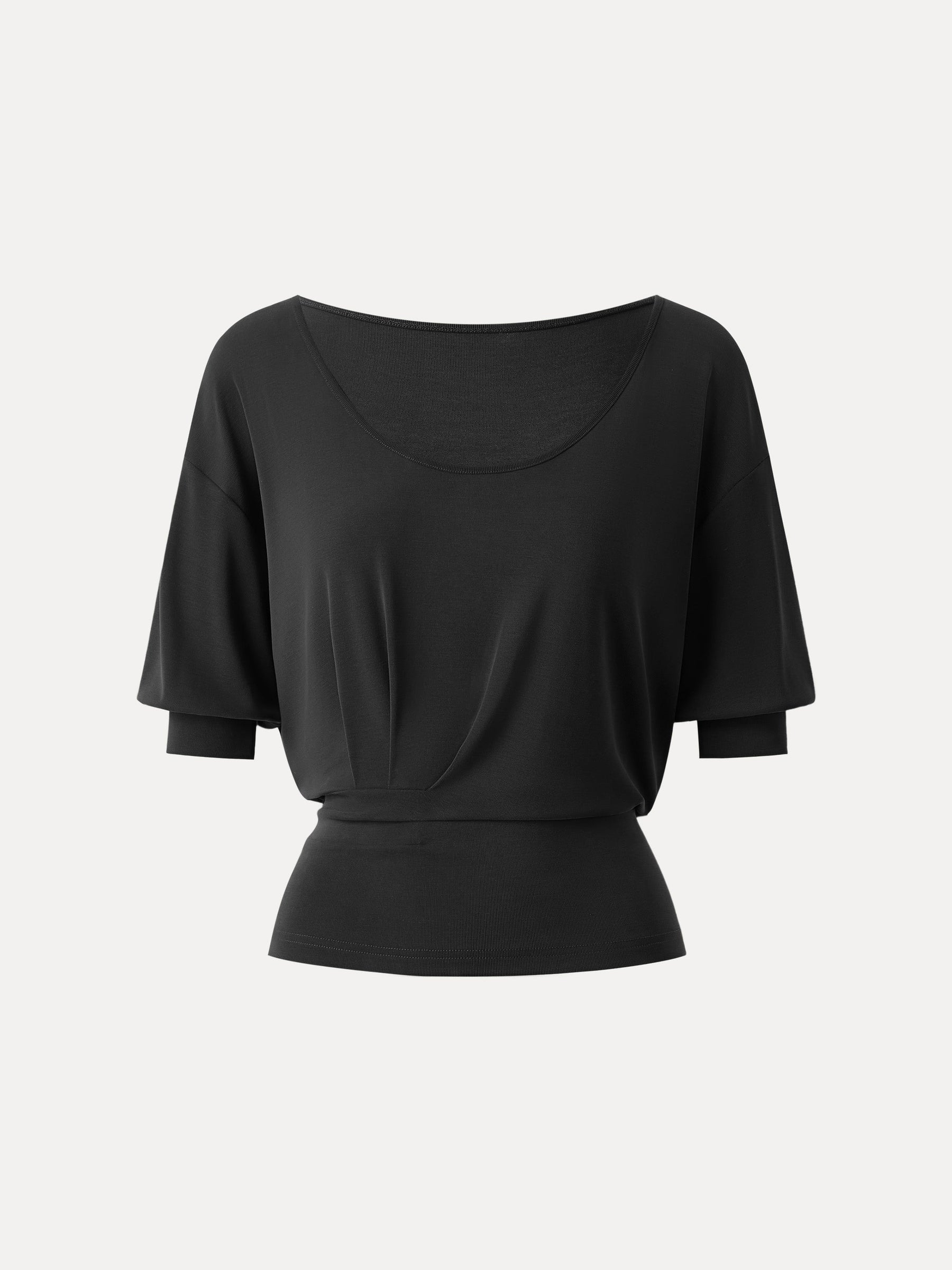 Scoop Neck Short Sleeve Tucked Tee