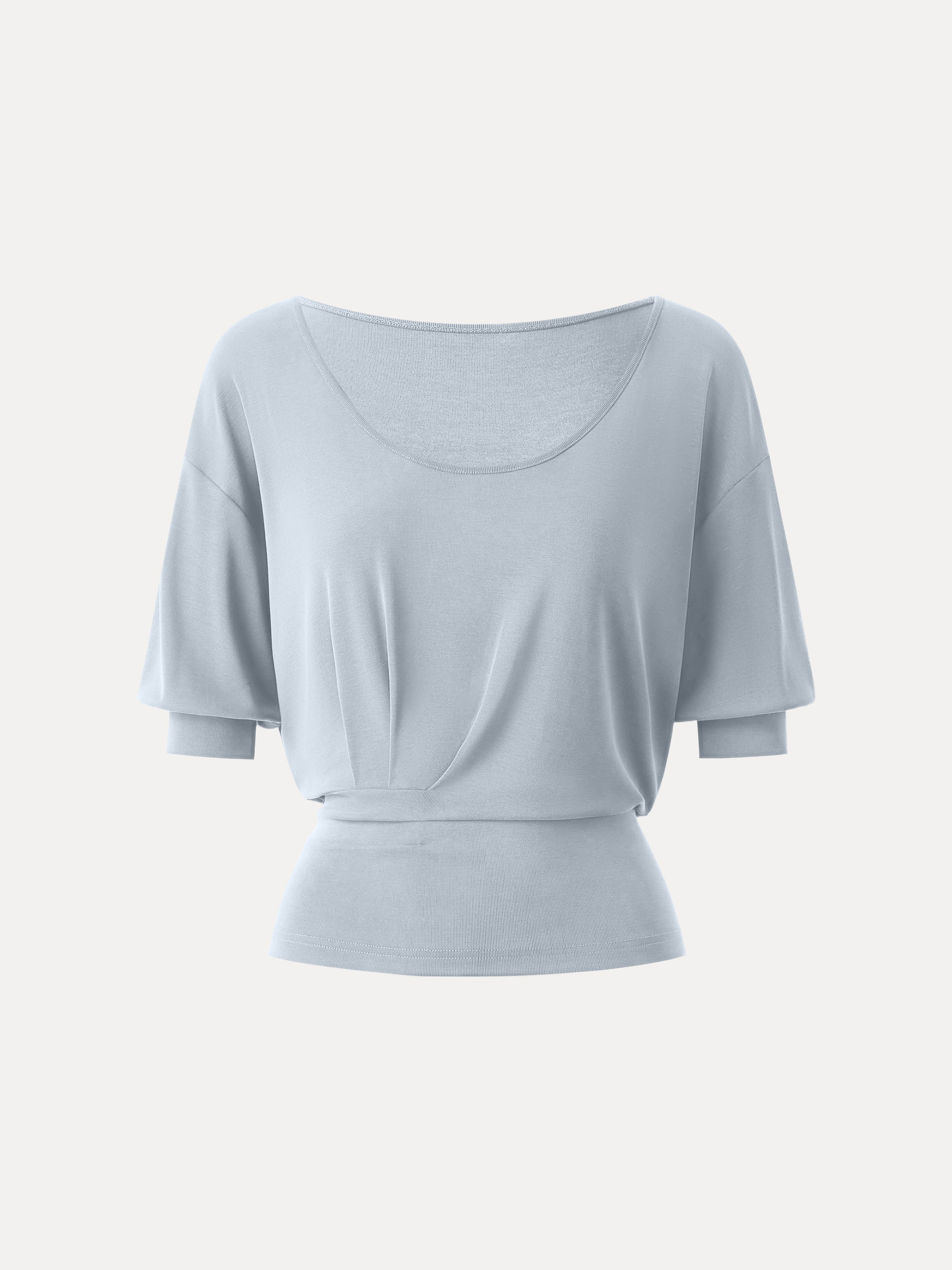 Scoop Neck Short Sleeve Tucked Tee