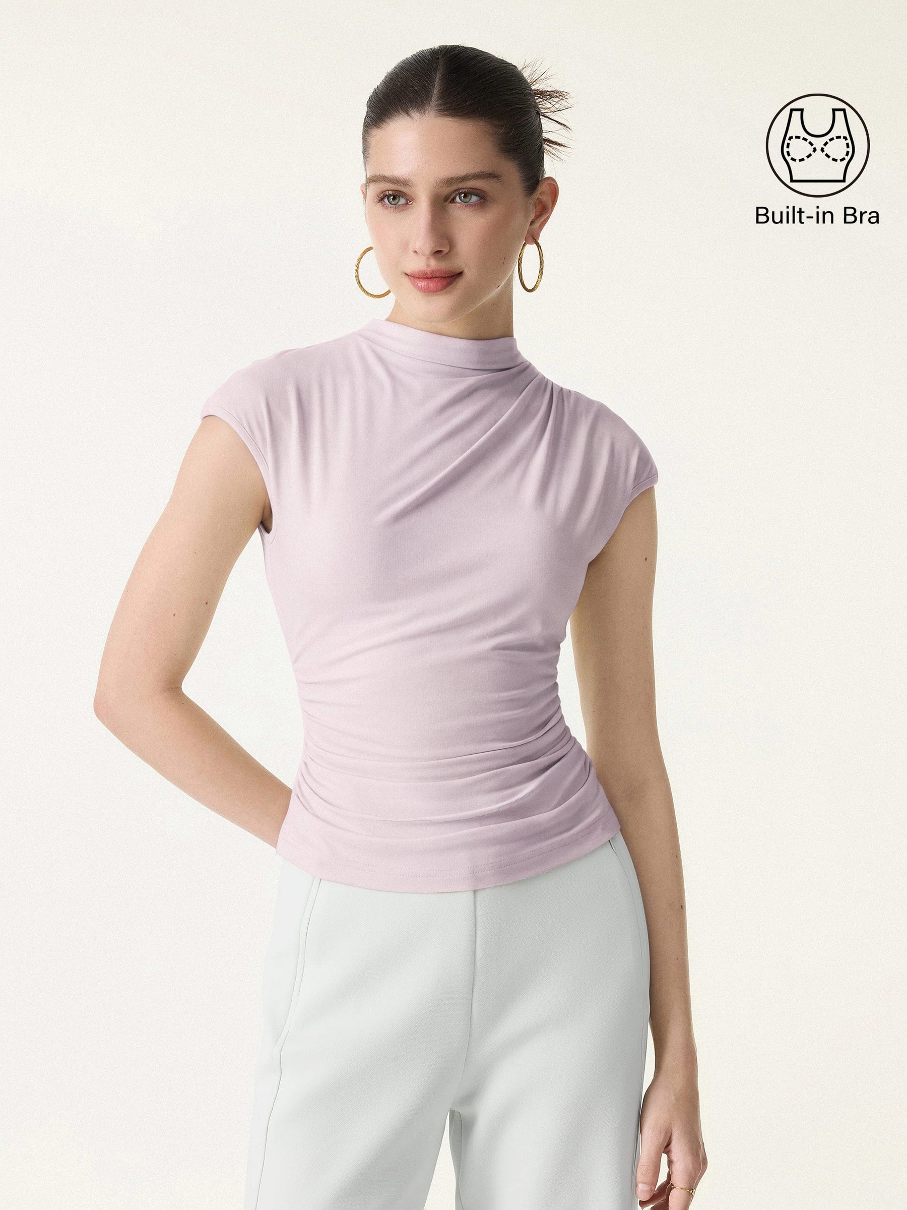 SkinKiss Mockneck Ruched Cropped Bra Top