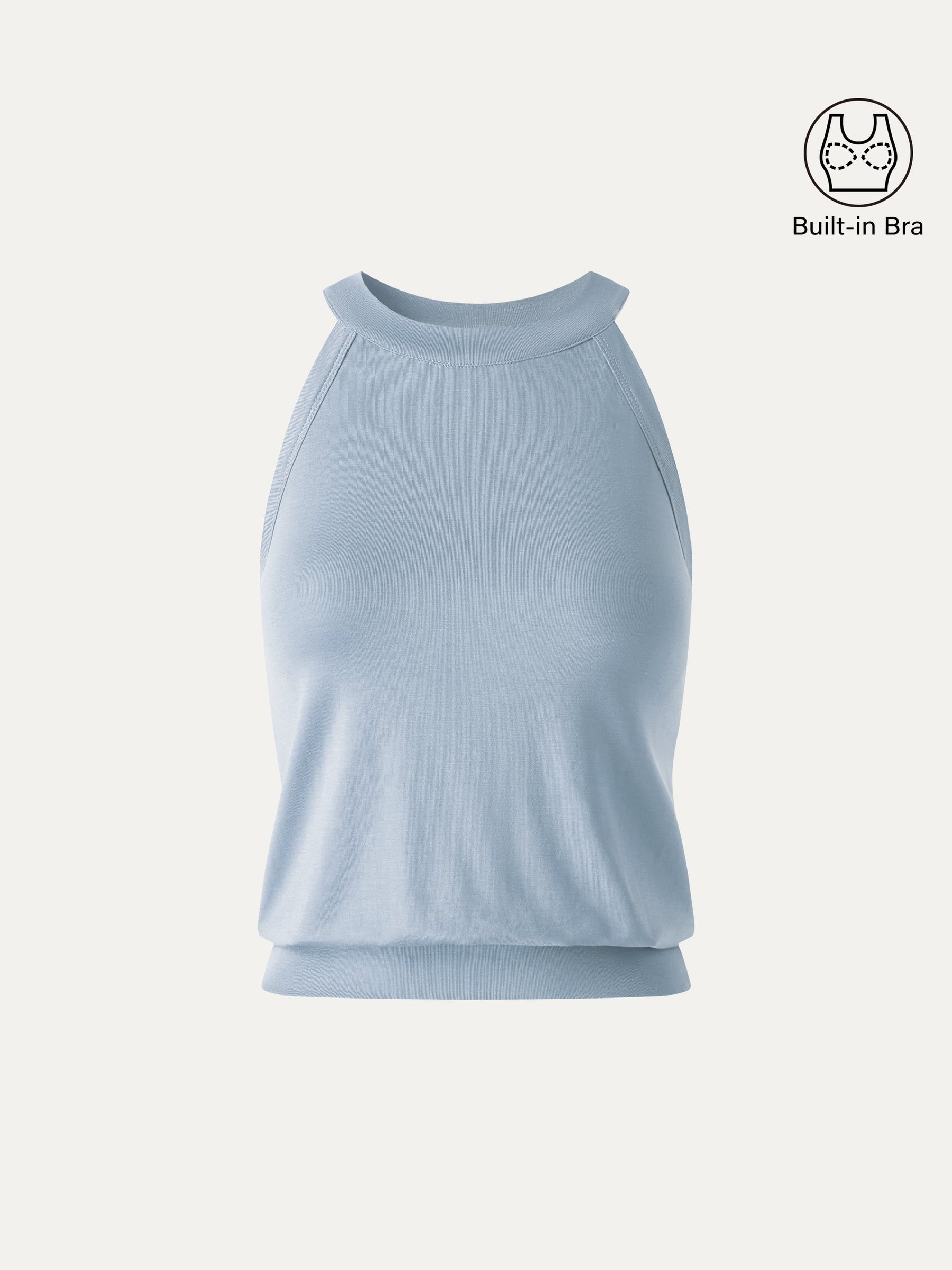 Halter Neck Banded Hem Bra Tank