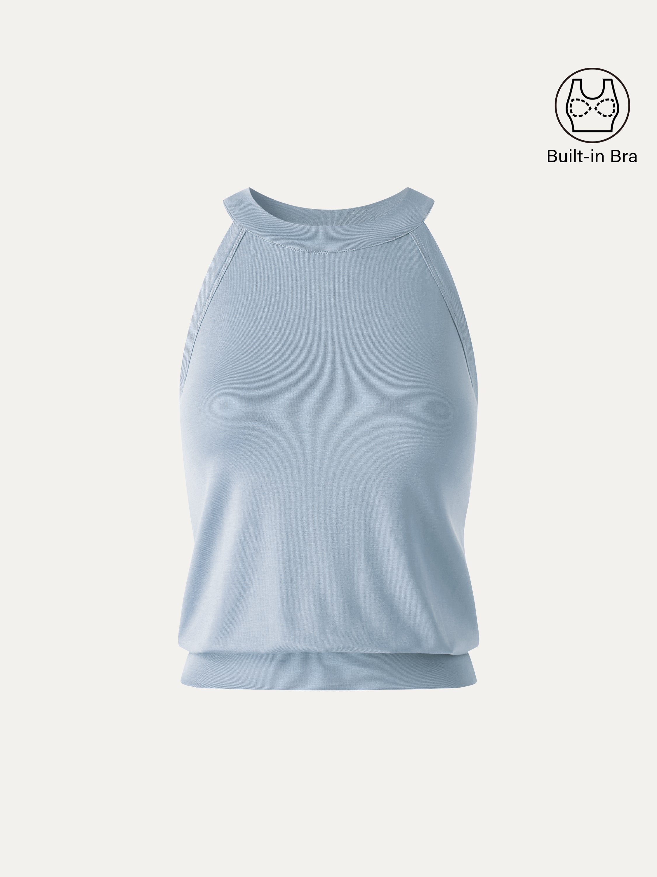 Halter Neck Banded Hem Bra Tank