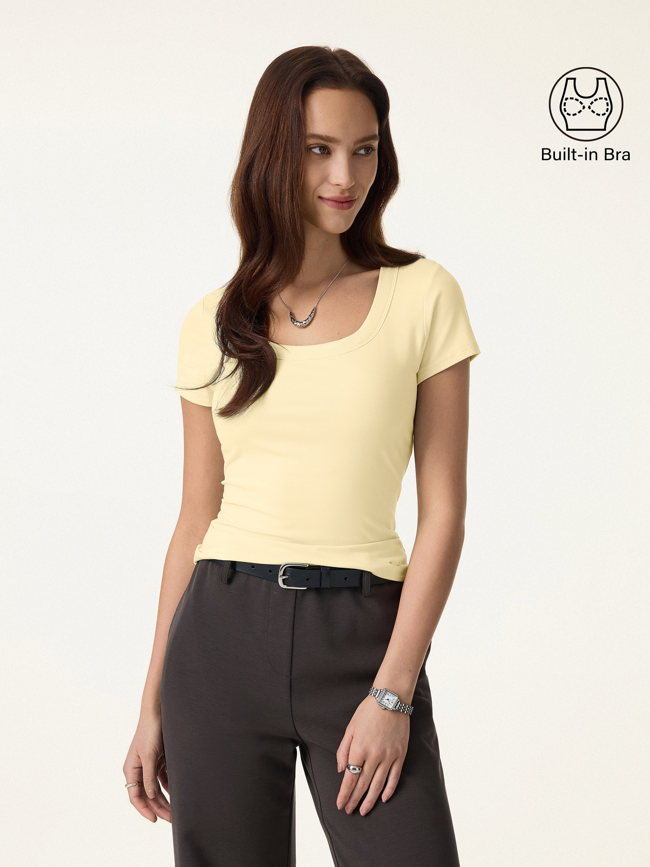 SkinKiss U-Neck Short Sleeve Everyday Bra Top