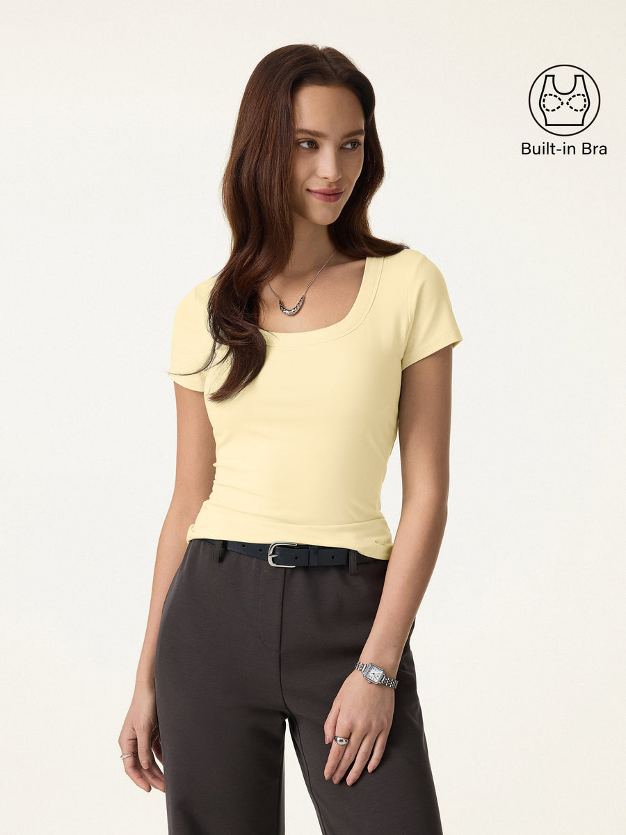 SkinKiss U-Neck Short Sleeve Everyday Bra Top
