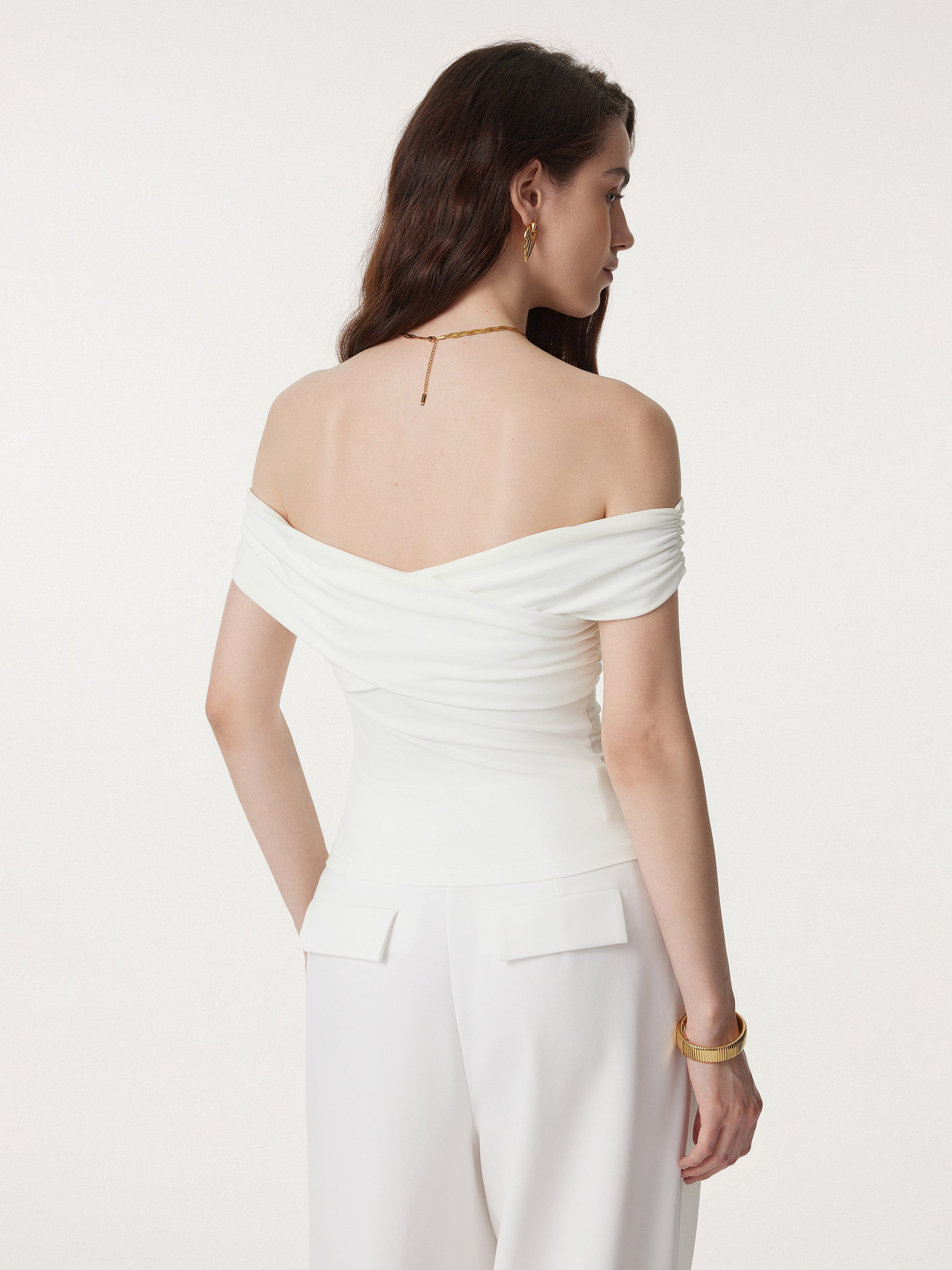 Criss Cross Off Shoulder New Airy Bra Top