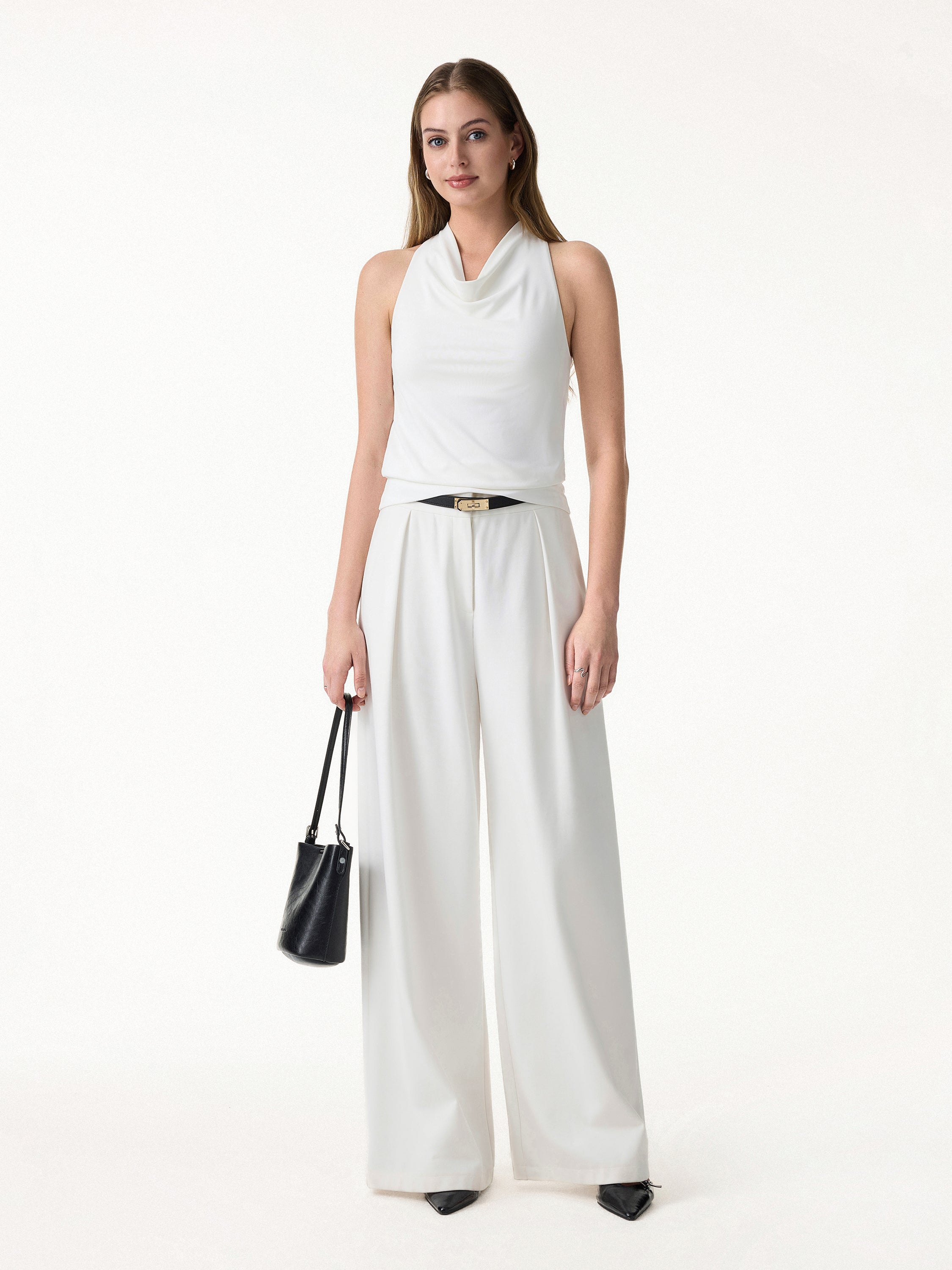 SkinKiss Not-See-Thru Halter Cowl Neck Bra Top