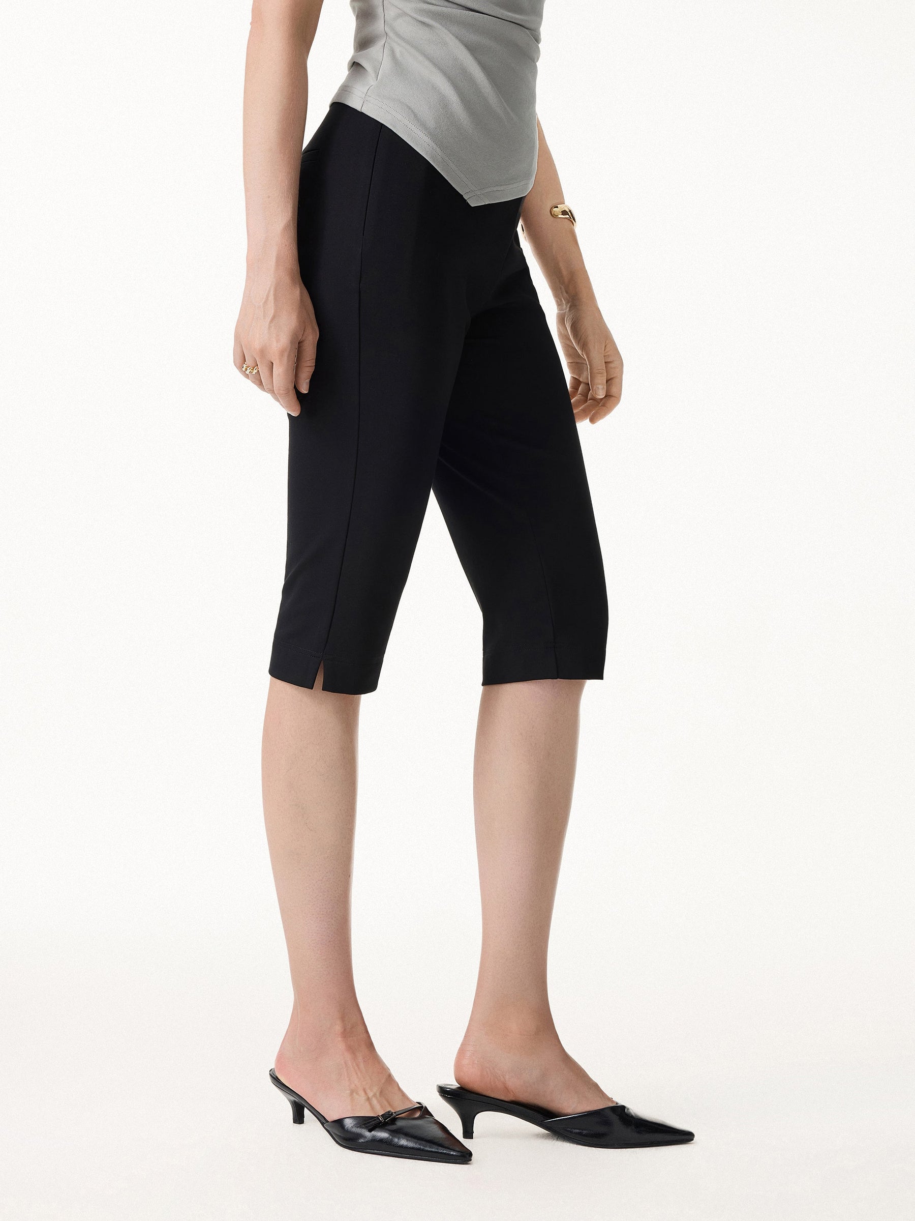 Stretch Ponte Chic Capri Pant with Pockets