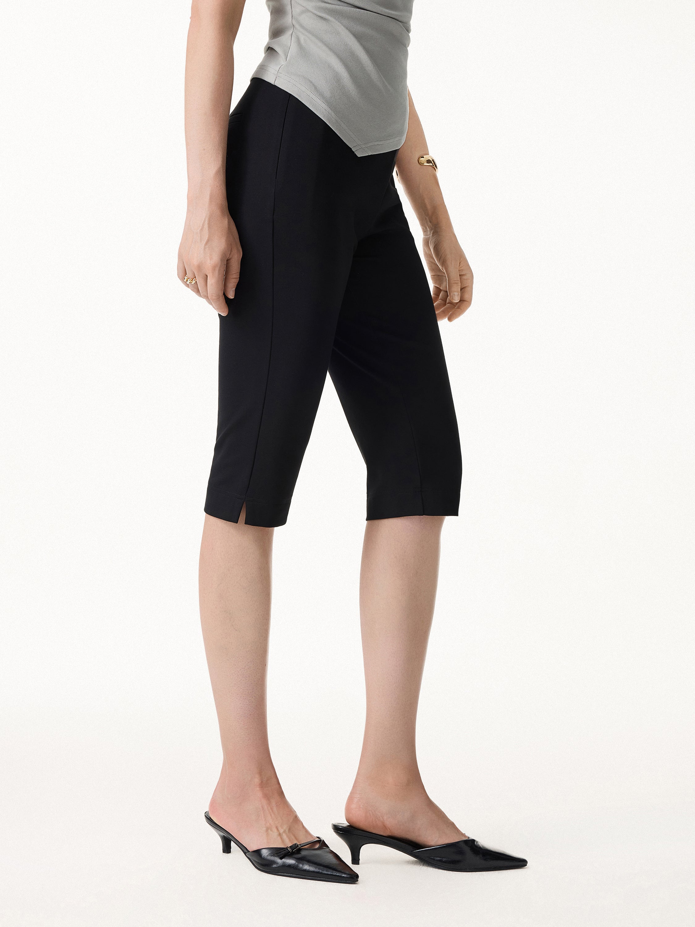 Stretch Ponte Chic Capri Pant with Pockets