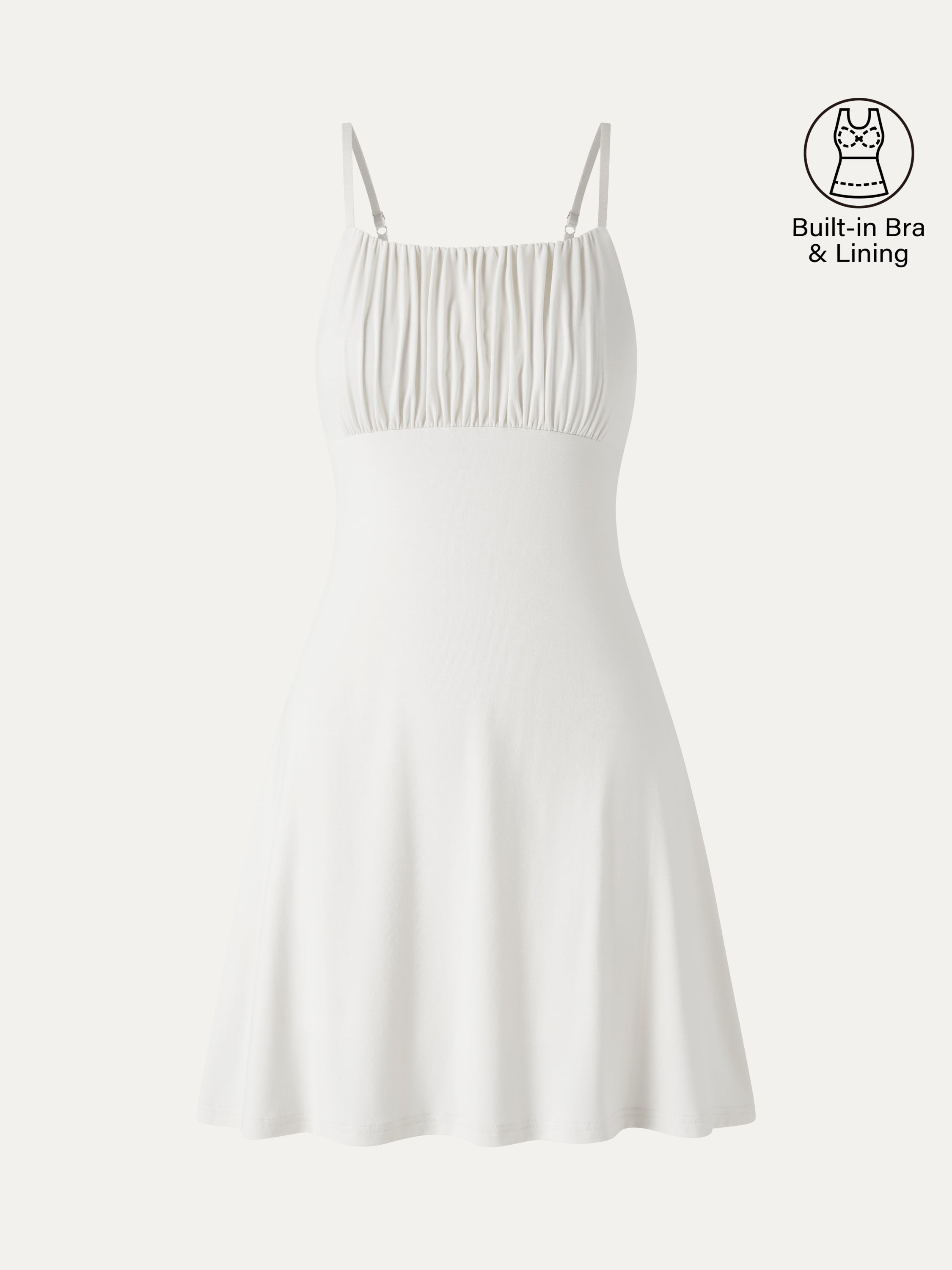 Matte Smooth Square Neck Ruched Spaghetti Mini Bra Dress