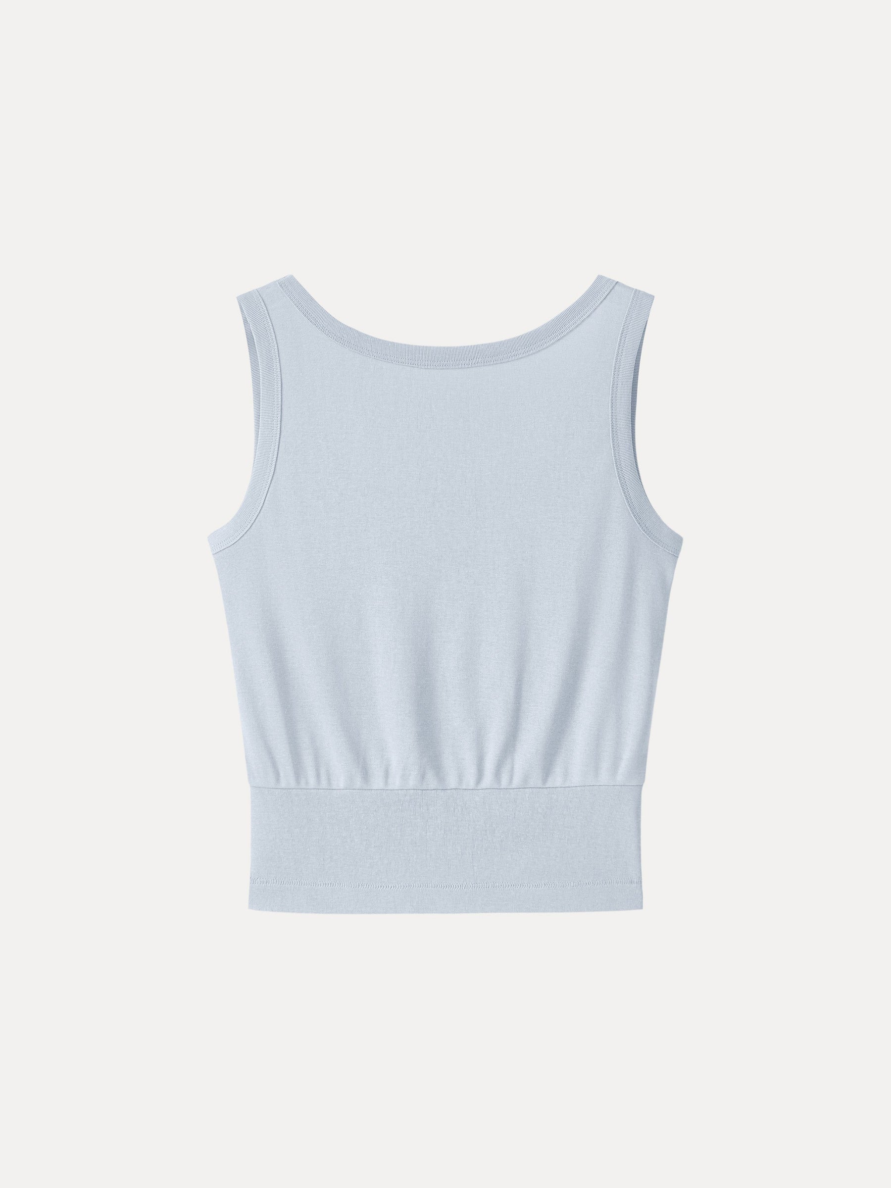 Cotton-Linen Blend Reversible Boatneck Low Back Top
