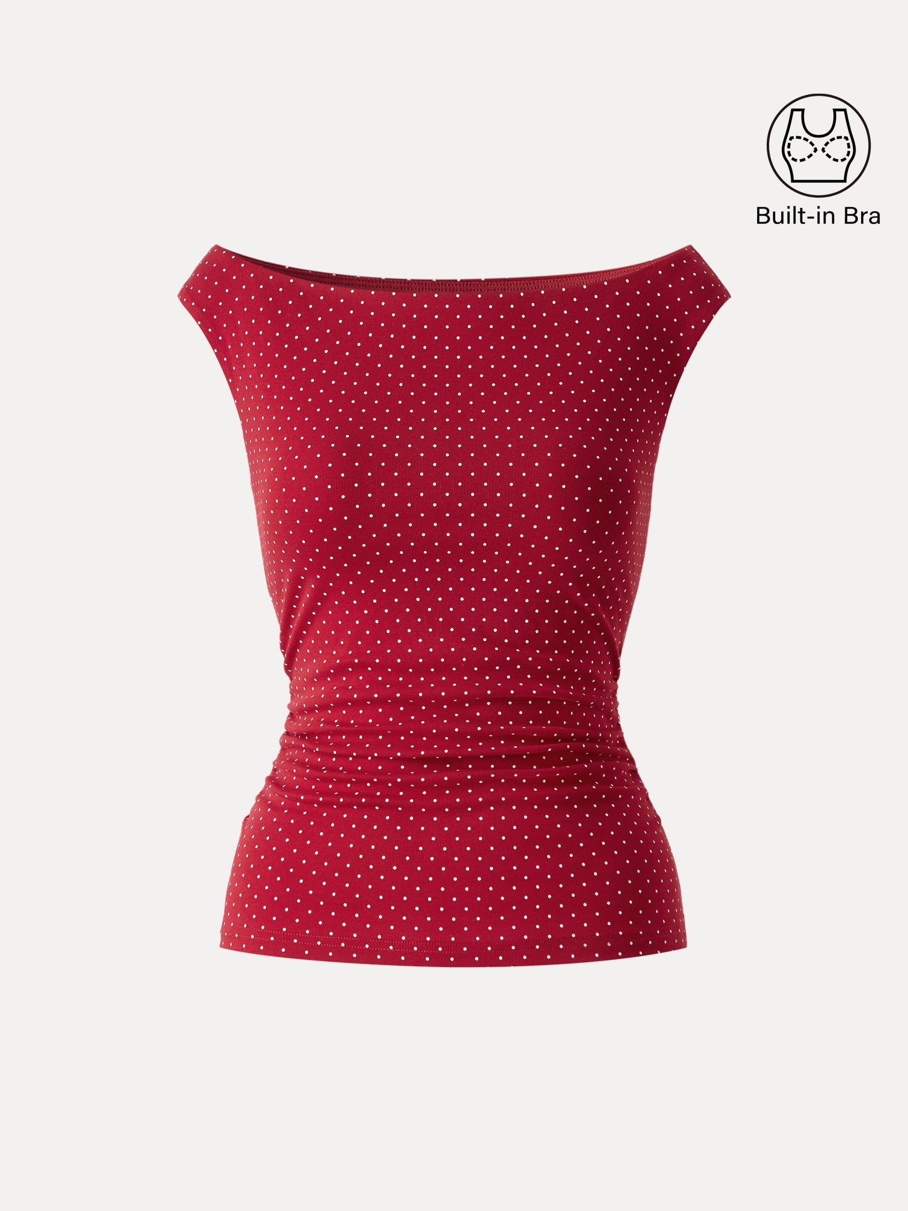 Stretch Cotton Polka Dot Boatneck Ruched Bra Top Limited Edition