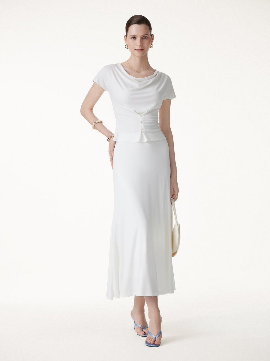 CoolTouch Cowl Neck Cap Sleeve Top