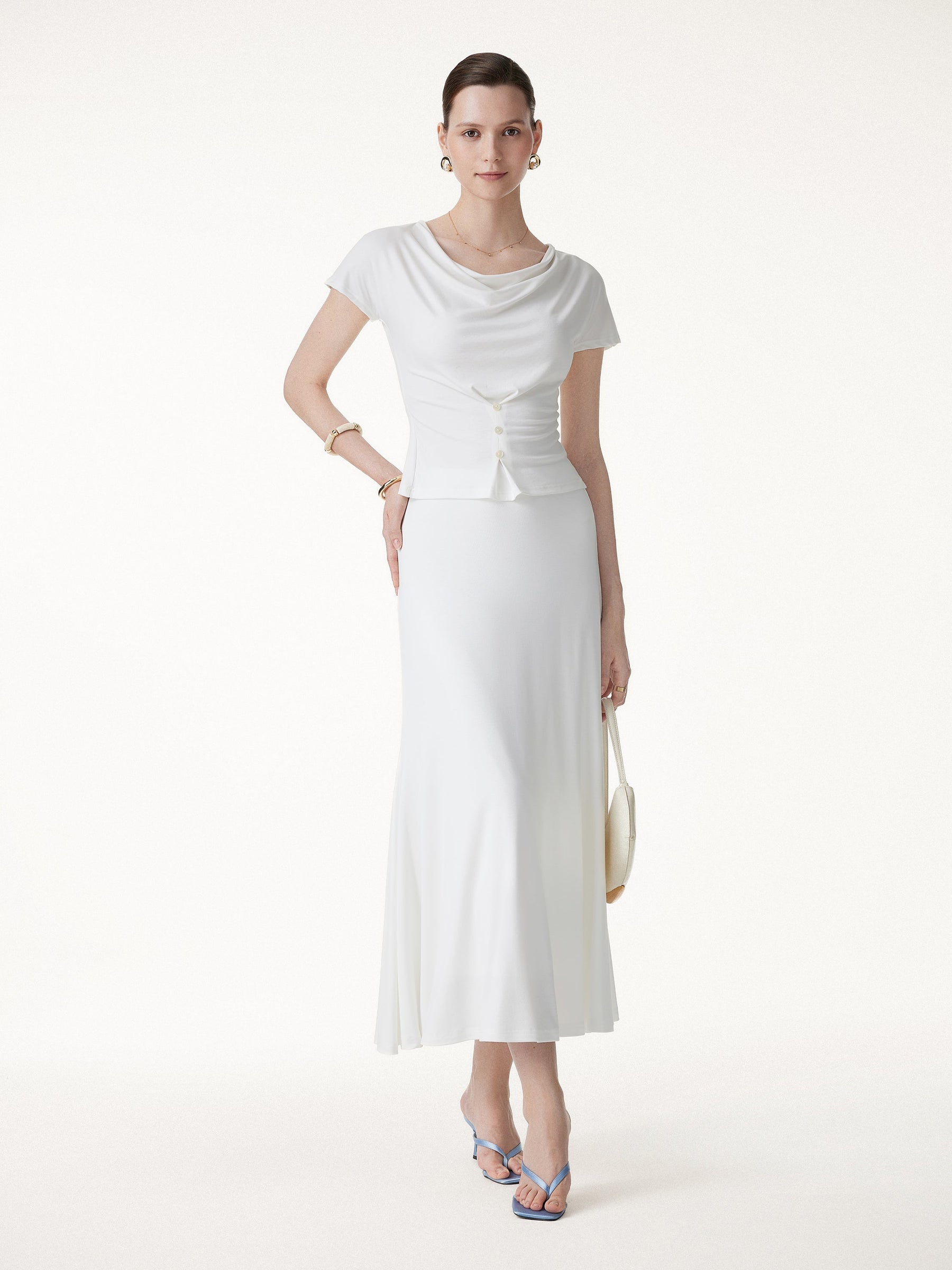 CoolTouch Cowl Neck Cap Sleeve Top