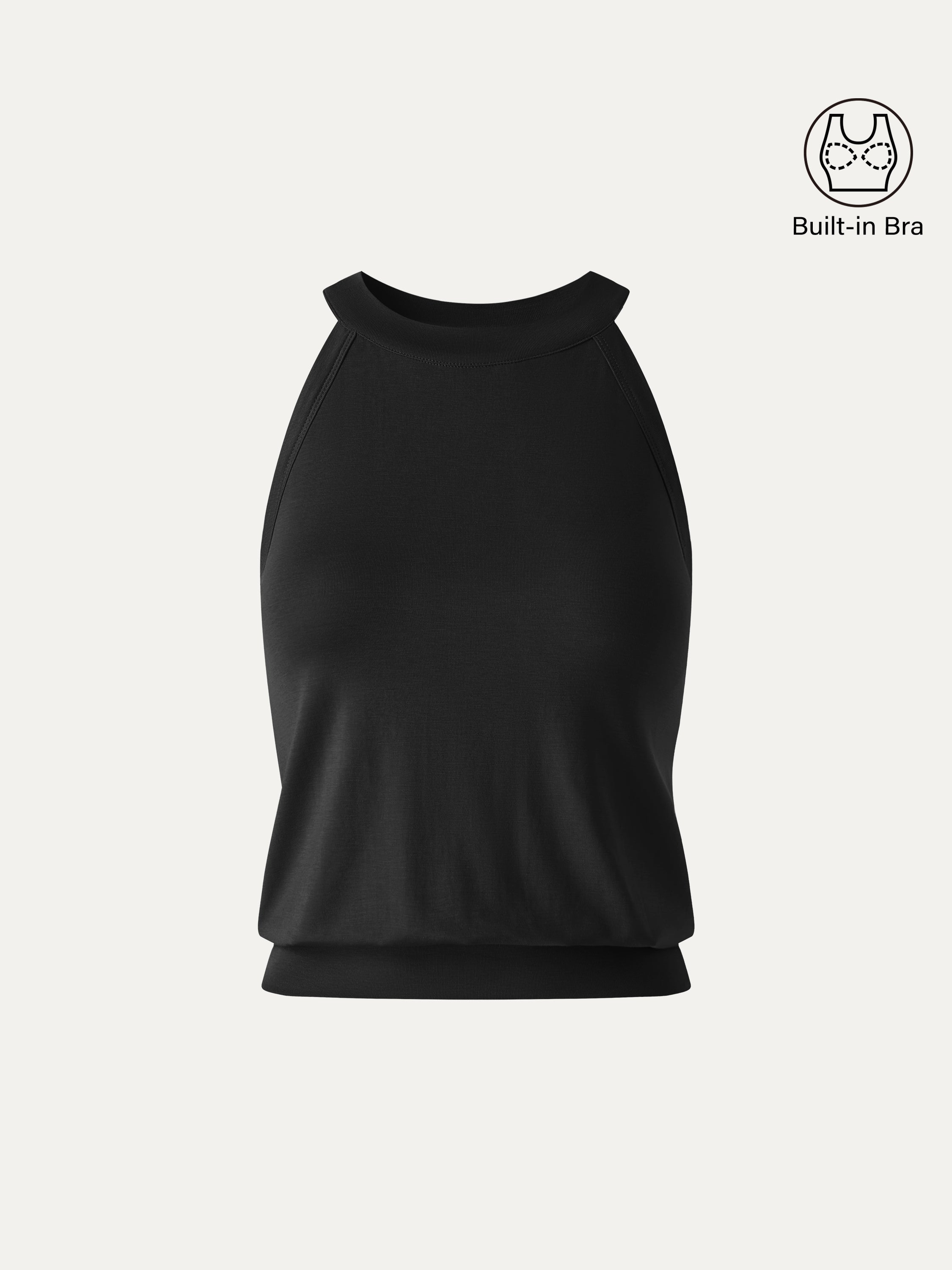 Halter Neck Banded Hem Bra Tank