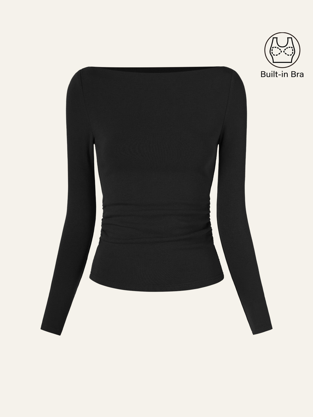 Modern Side Ruched Boatneck Bra Top