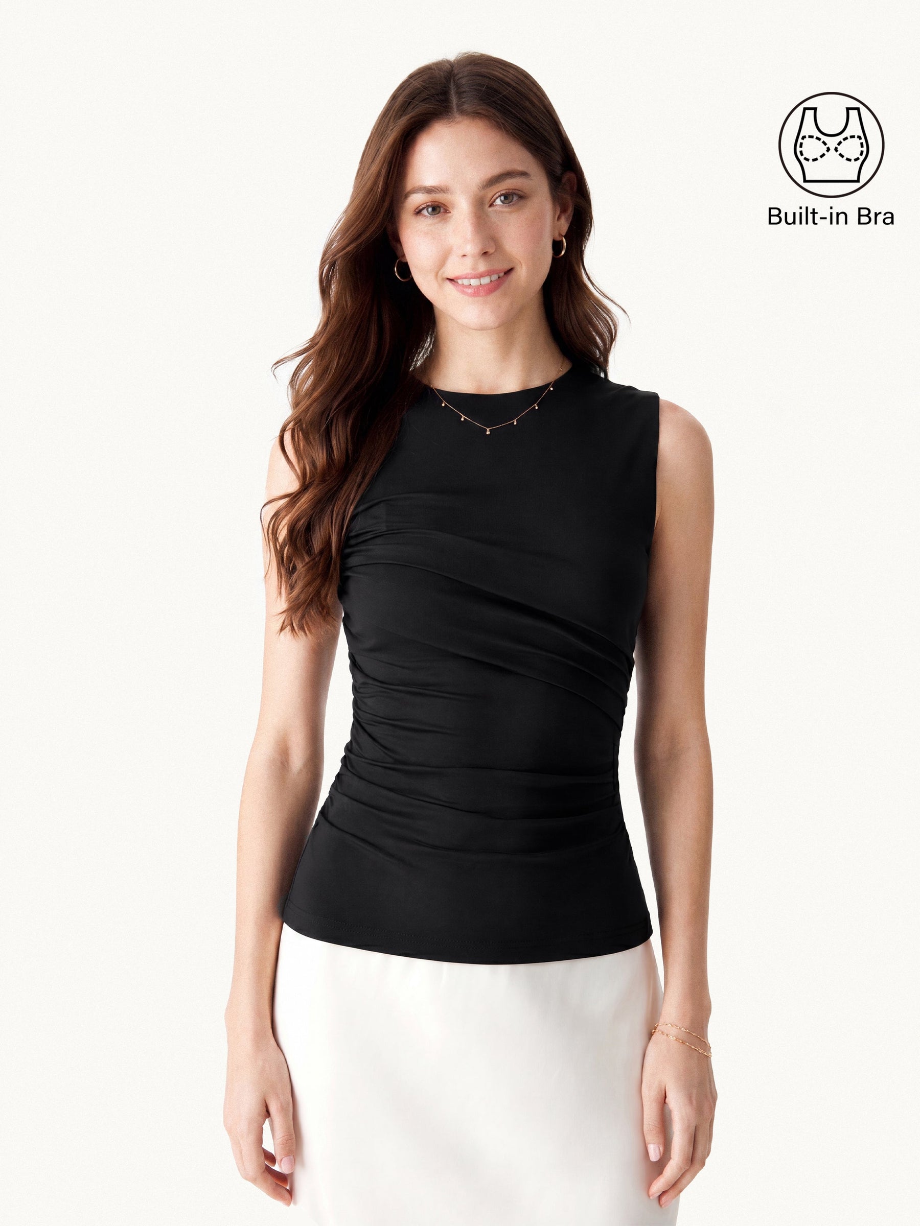 Round Neck Gathered Side Bra Top