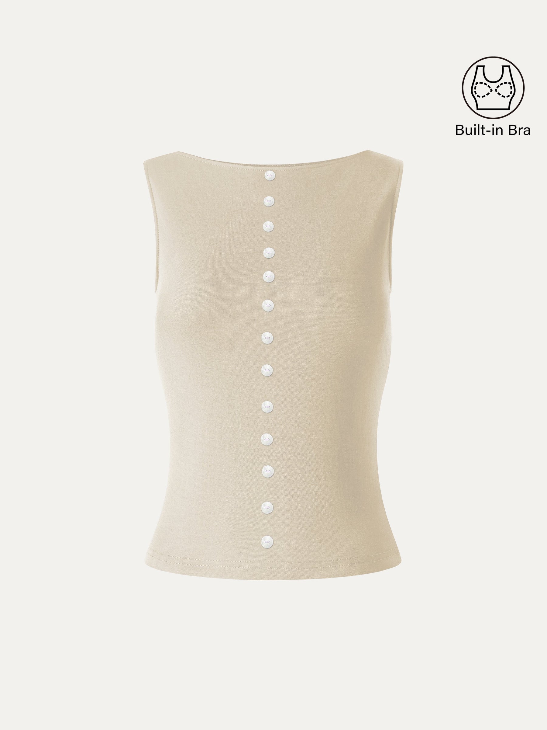 Cotton-Linen Boatneck Cropped Bra Top