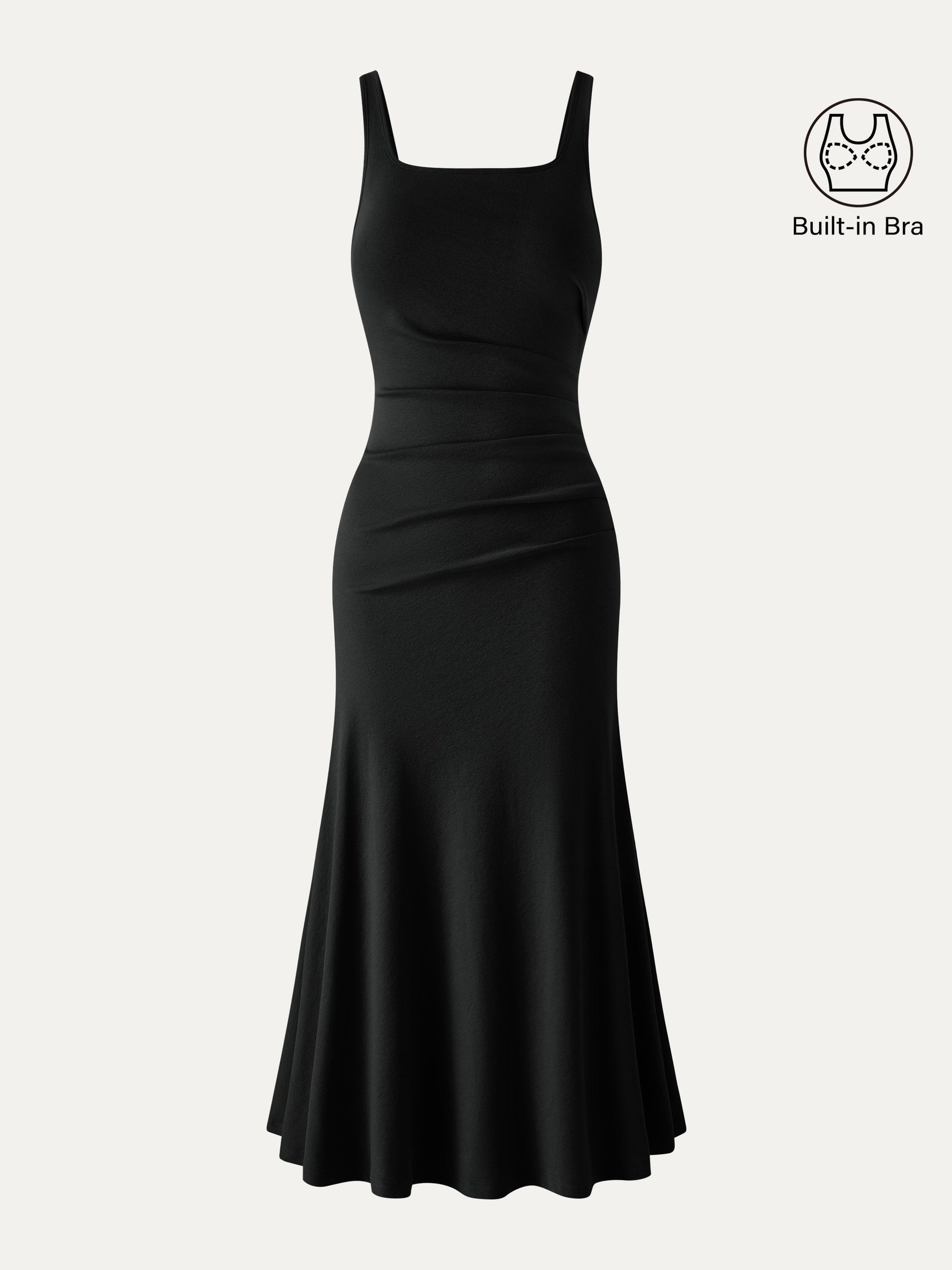 Square Neck Tucked Open Back Bra Dress