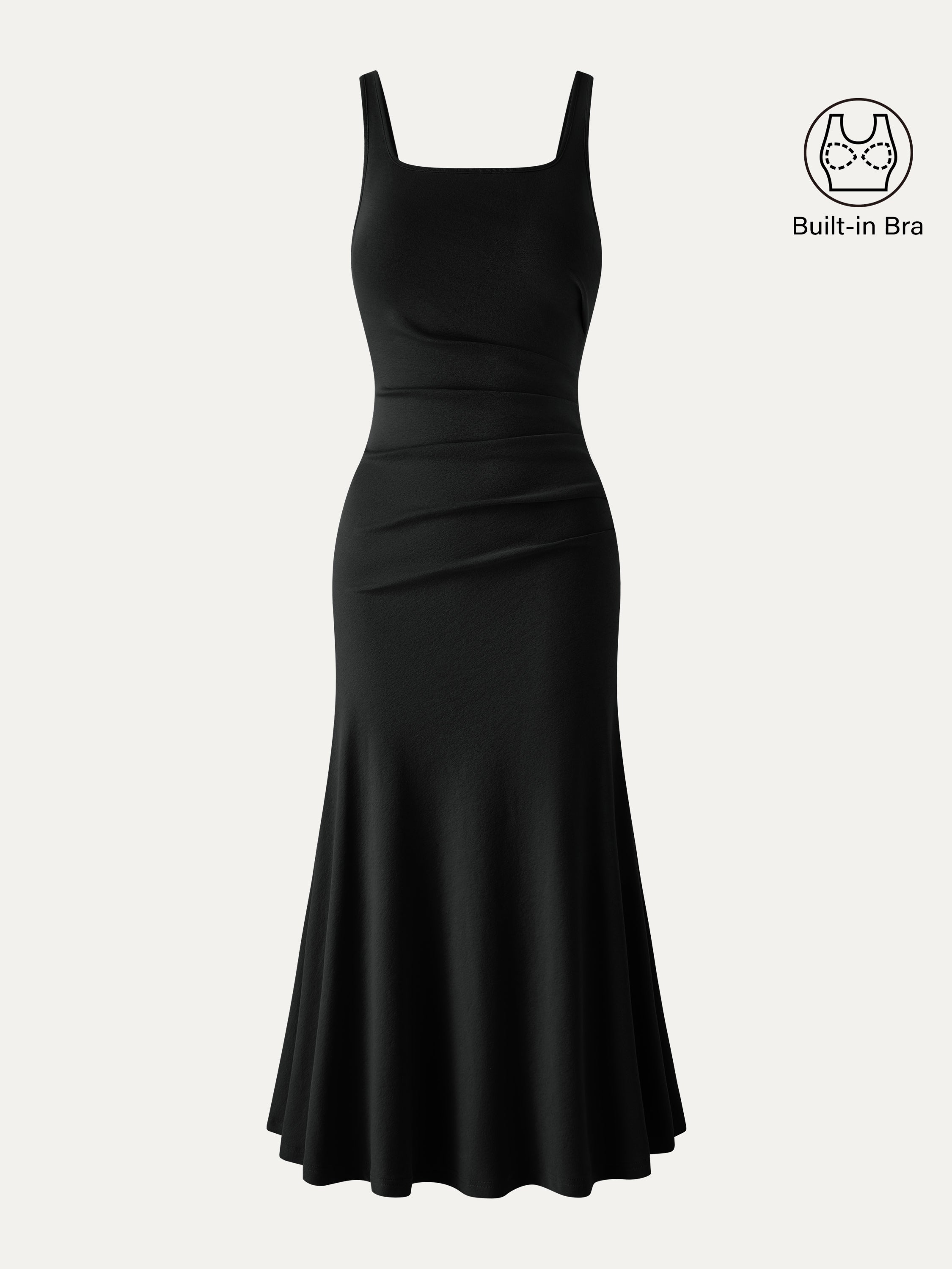 Square Neck Tucked Open Back Bra Dress