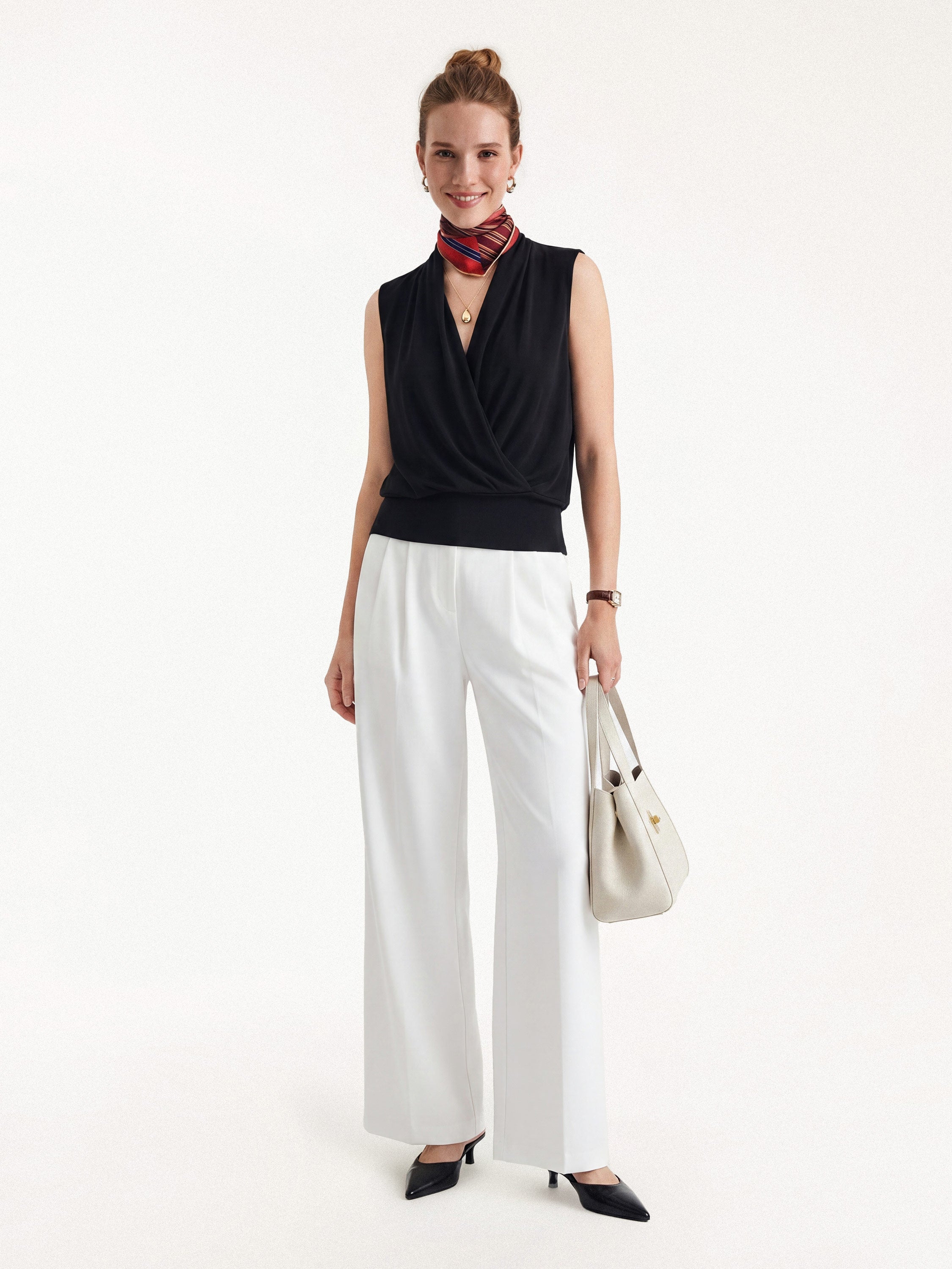 Matte Smooth Smooth Surplice Sleeveless Top