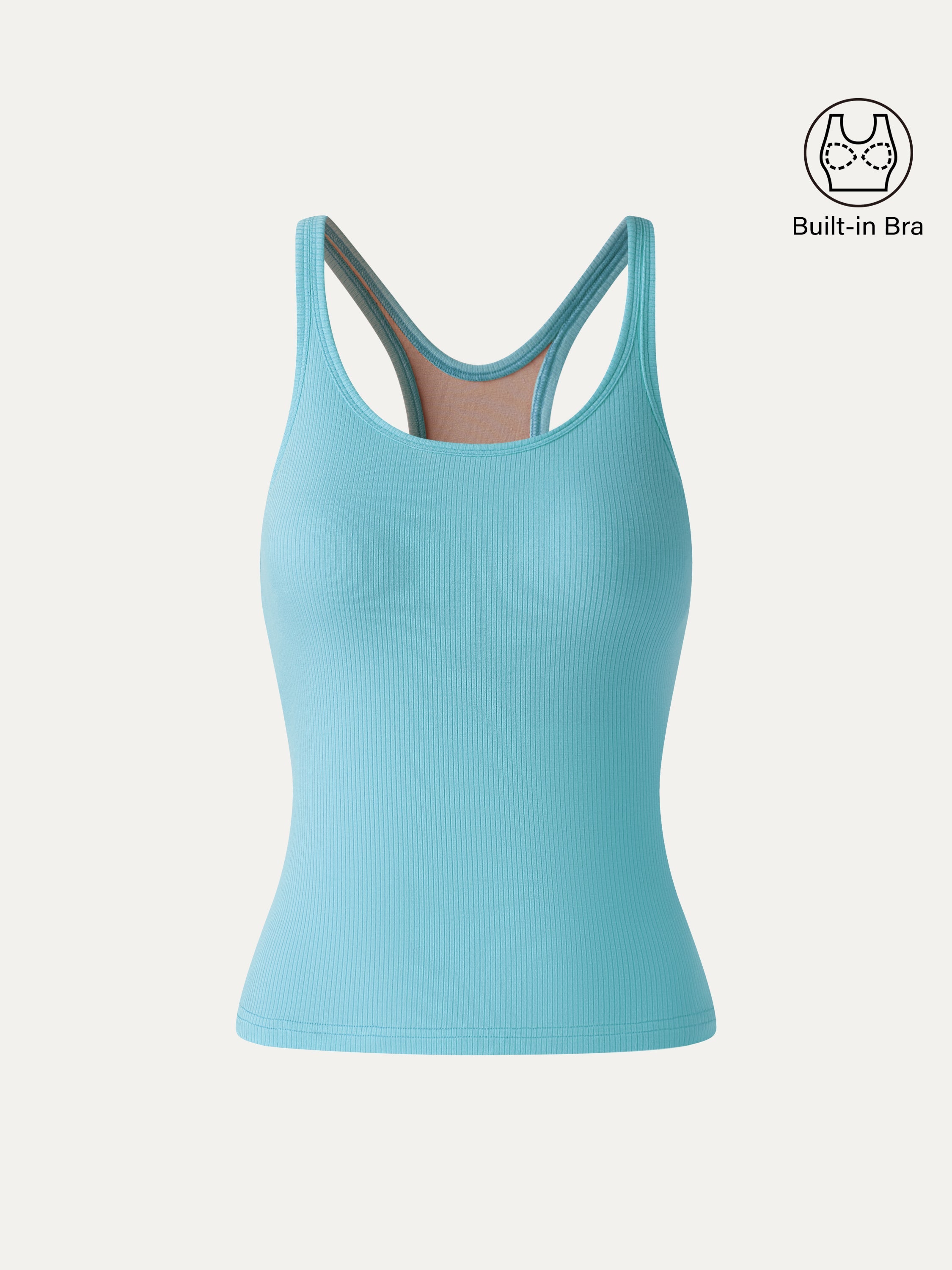 Cool-Touch Ribbed Scoop Neck Racer Back Bra Tank