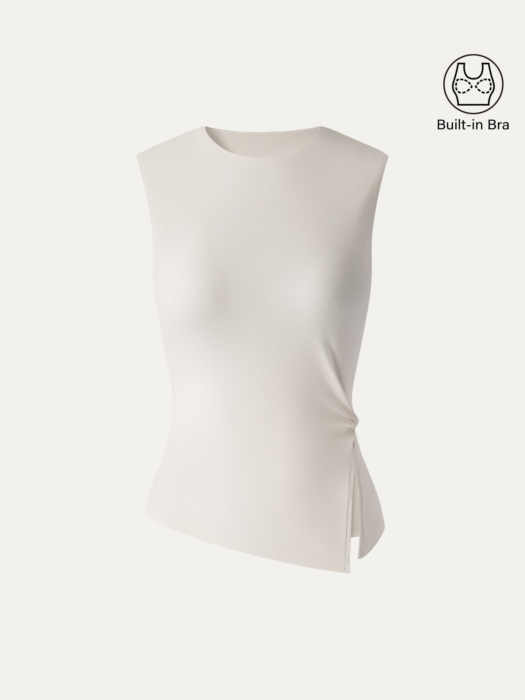 CoolTouch Round Neck Twisted Bra Tank with Slit